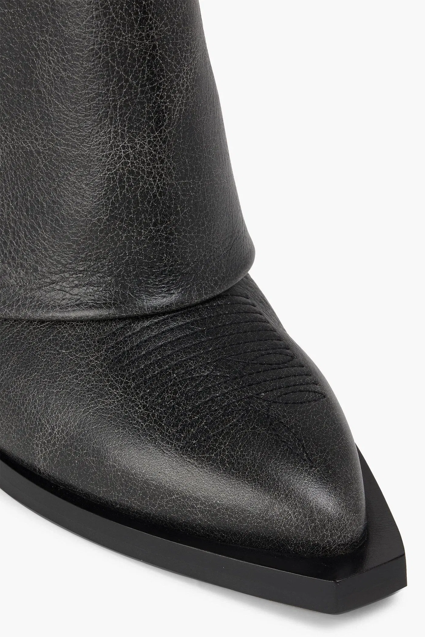 Givenchy Shark Lock Embellished Pebbled-Leather Cowboy Boots Black Women's