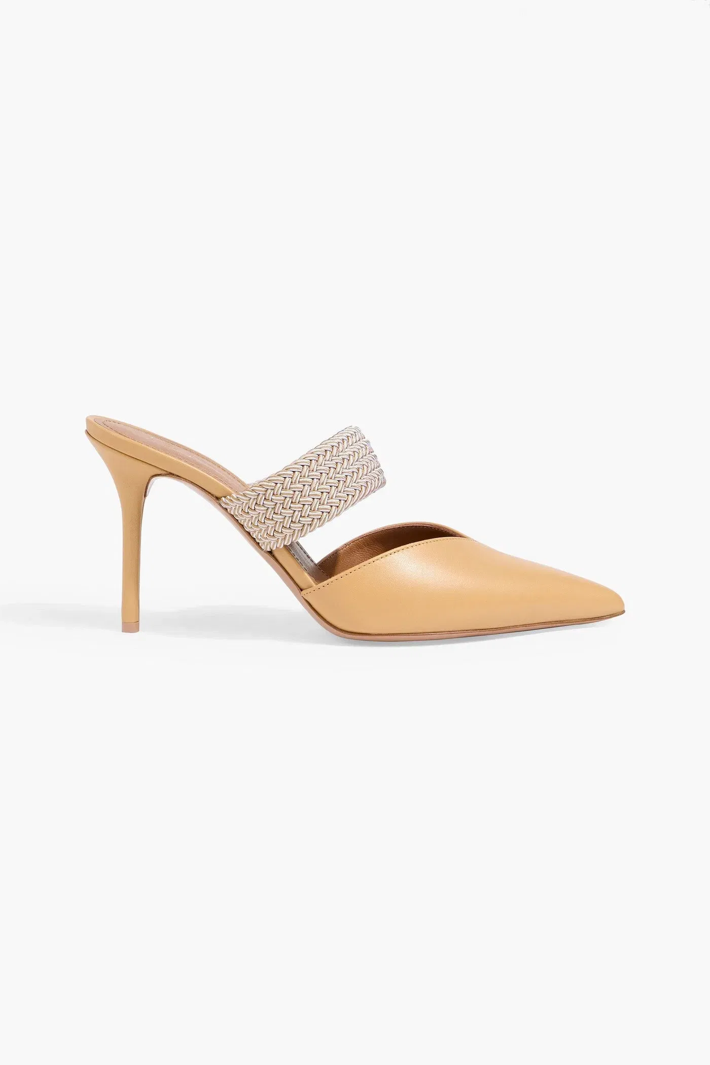 Malone Souliers Maisie 85 Cord-Trimmed Leather Mules Beige Women's