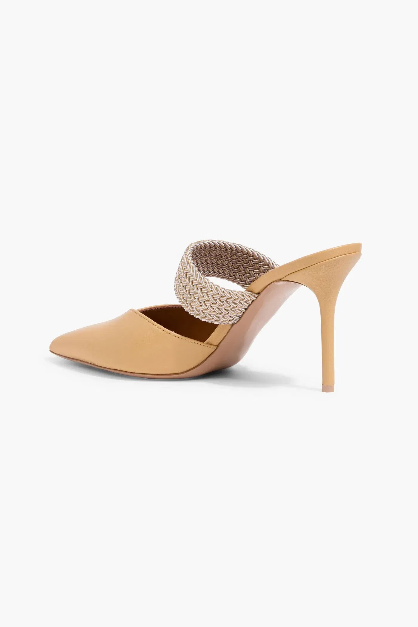Malone Souliers Maisie 85 Cord-Trimmed Leather Mules Beige Women's