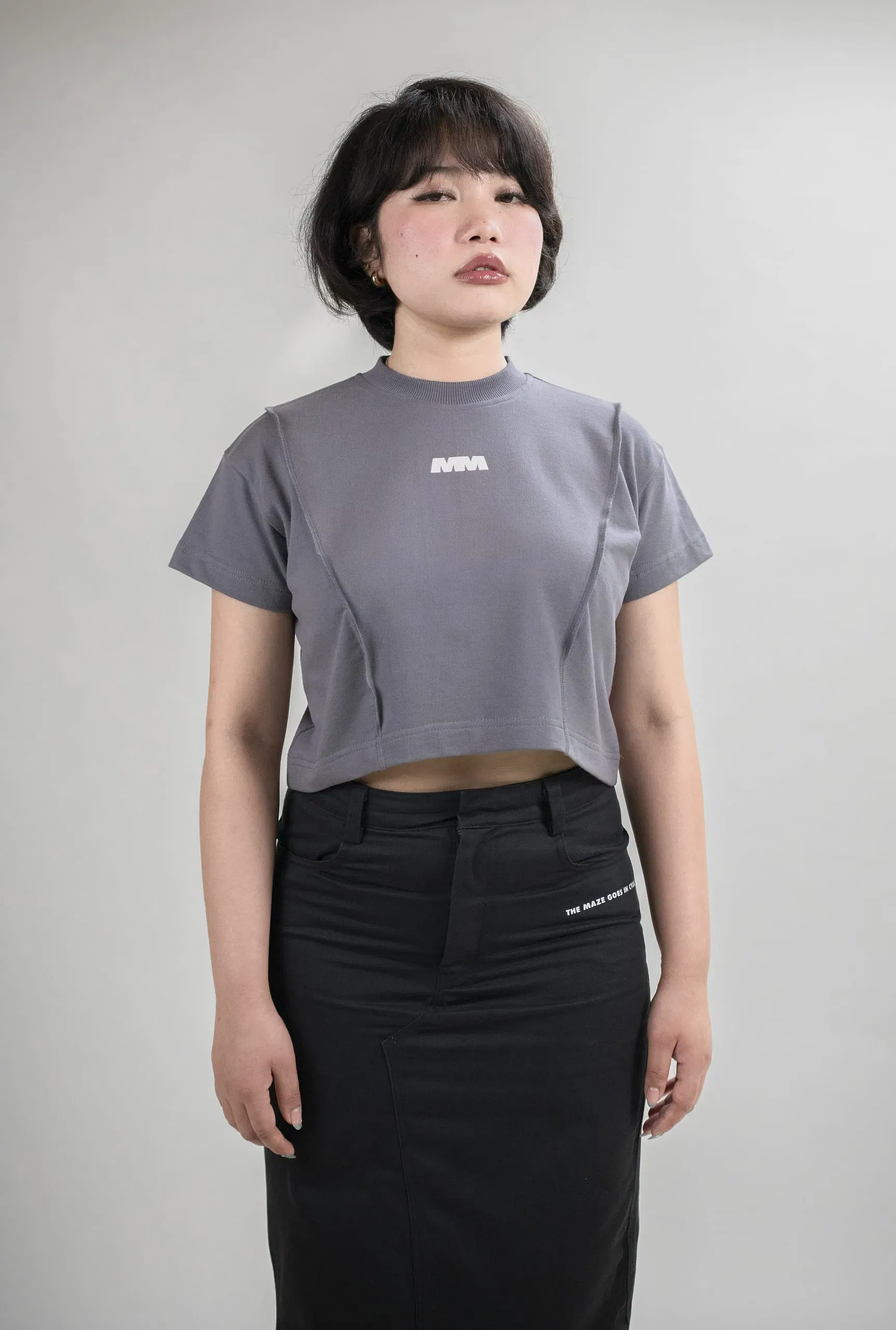 WAVE CROPPED T-SHIRT (Storm Grey)