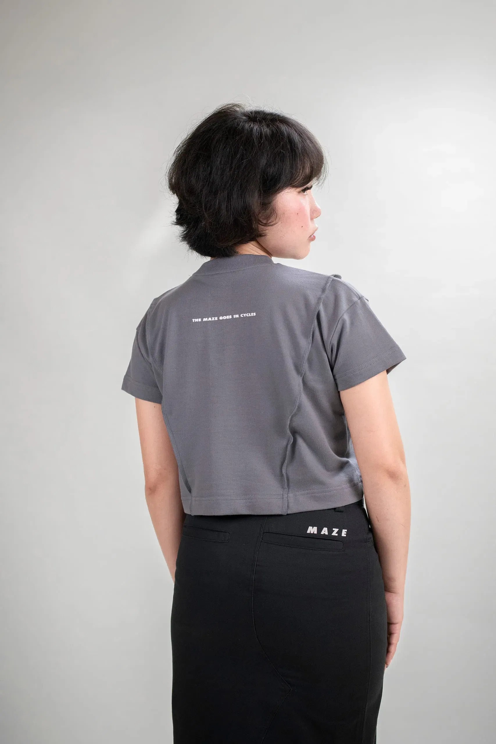 WAVE CROPPED T-SHIRT (Storm Grey)