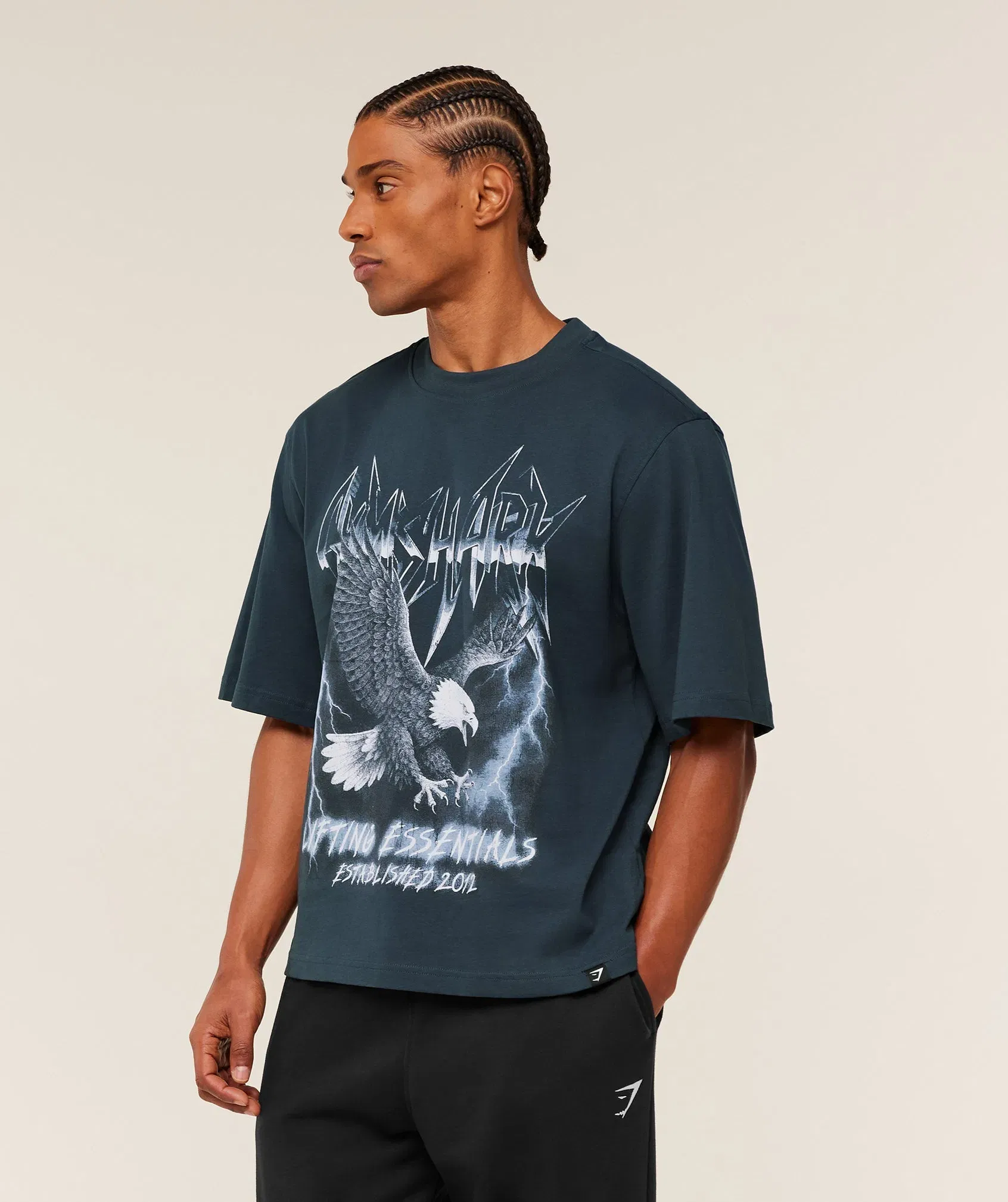 Gymshark Eagle Band Style Graphic T-Shirt - GS Stealth Blue