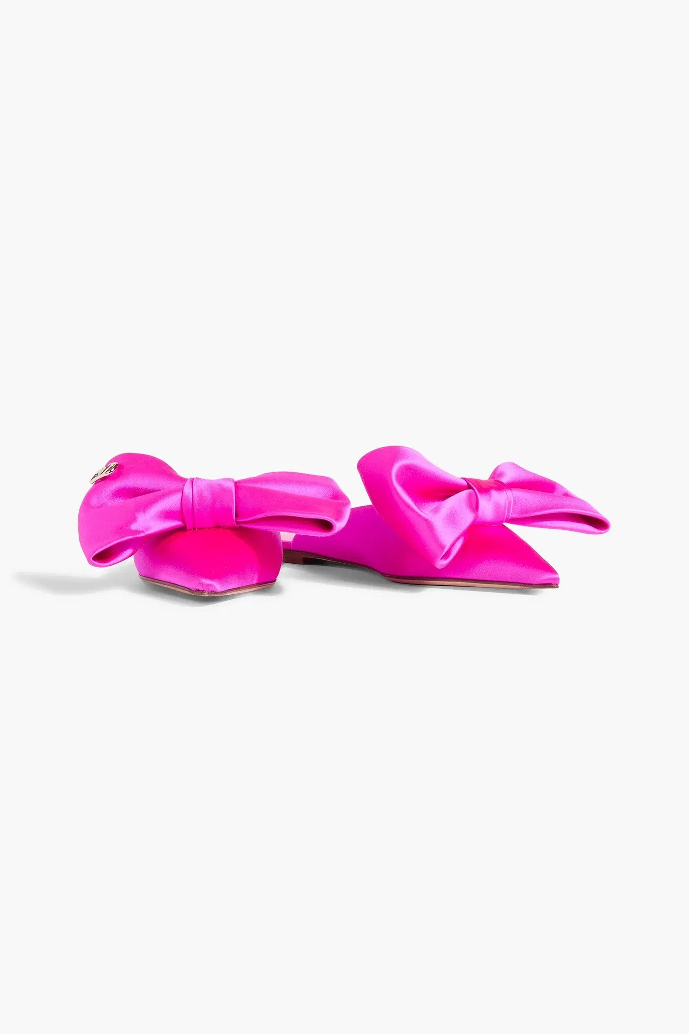 Valentino Garavani Un Chteau Bow-Detailed Satin Mules Bright Pink Women's