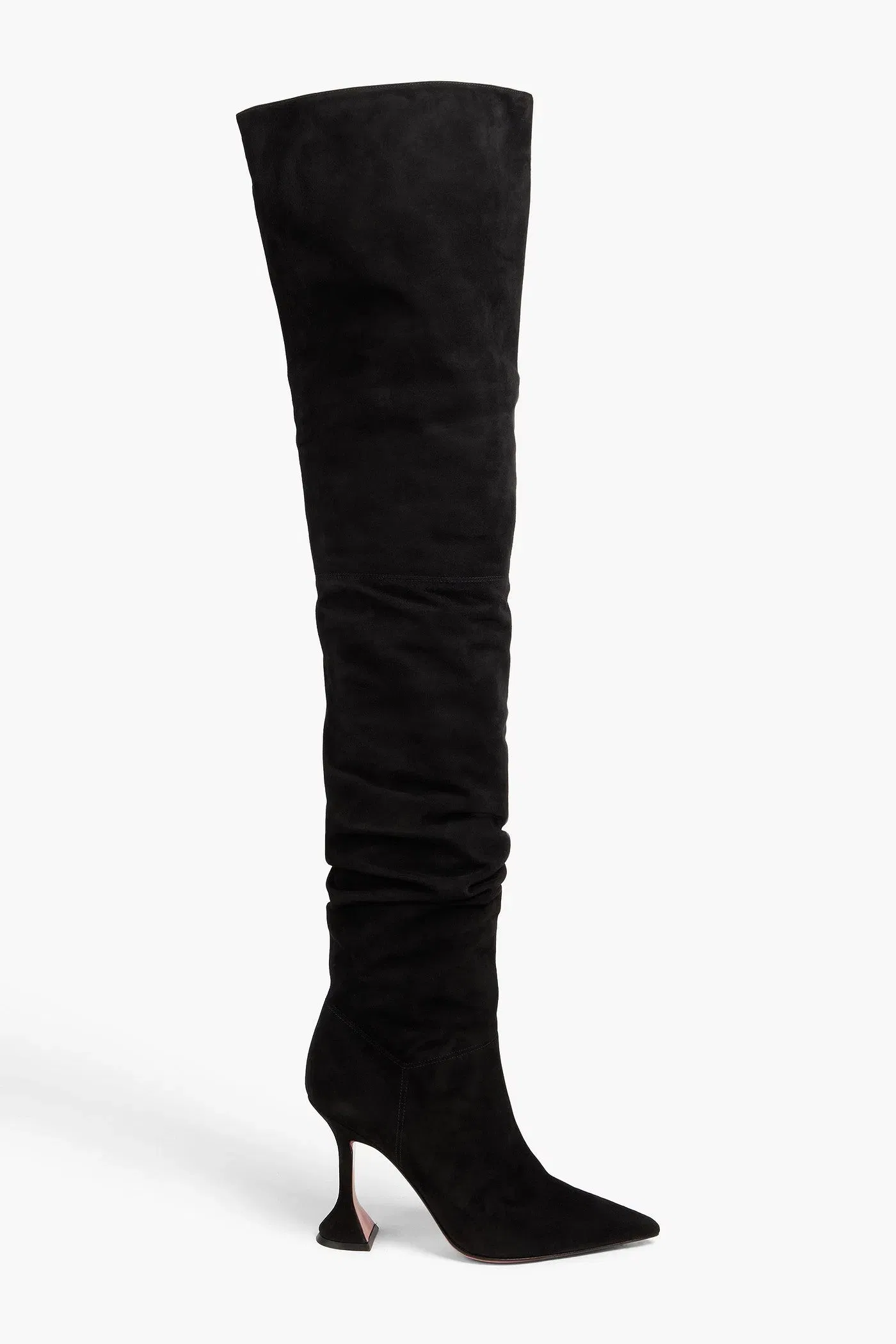Amina Muaddi Olivia Suede Thigh Boots Black Women's