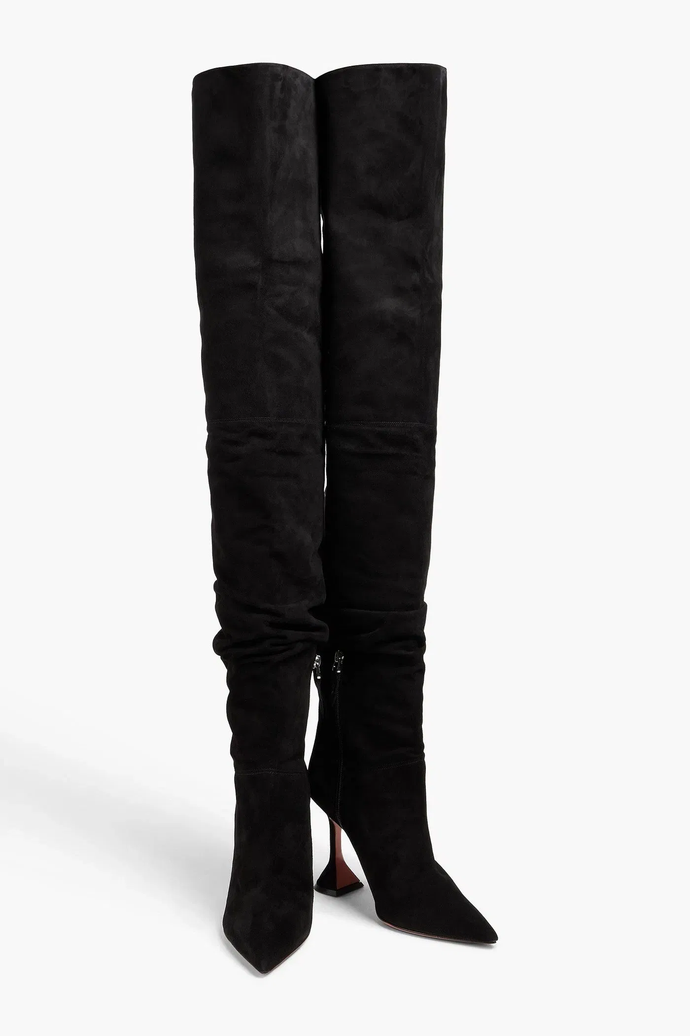 Amina Muaddi Olivia Suede Thigh Boots Black Women's