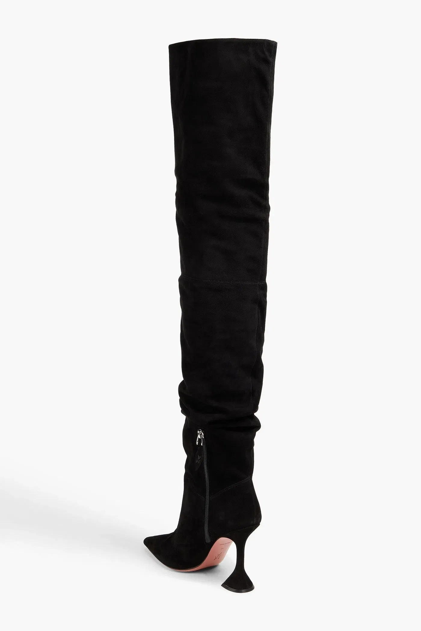 Amina Muaddi Olivia Suede Thigh Boots Black Women's
