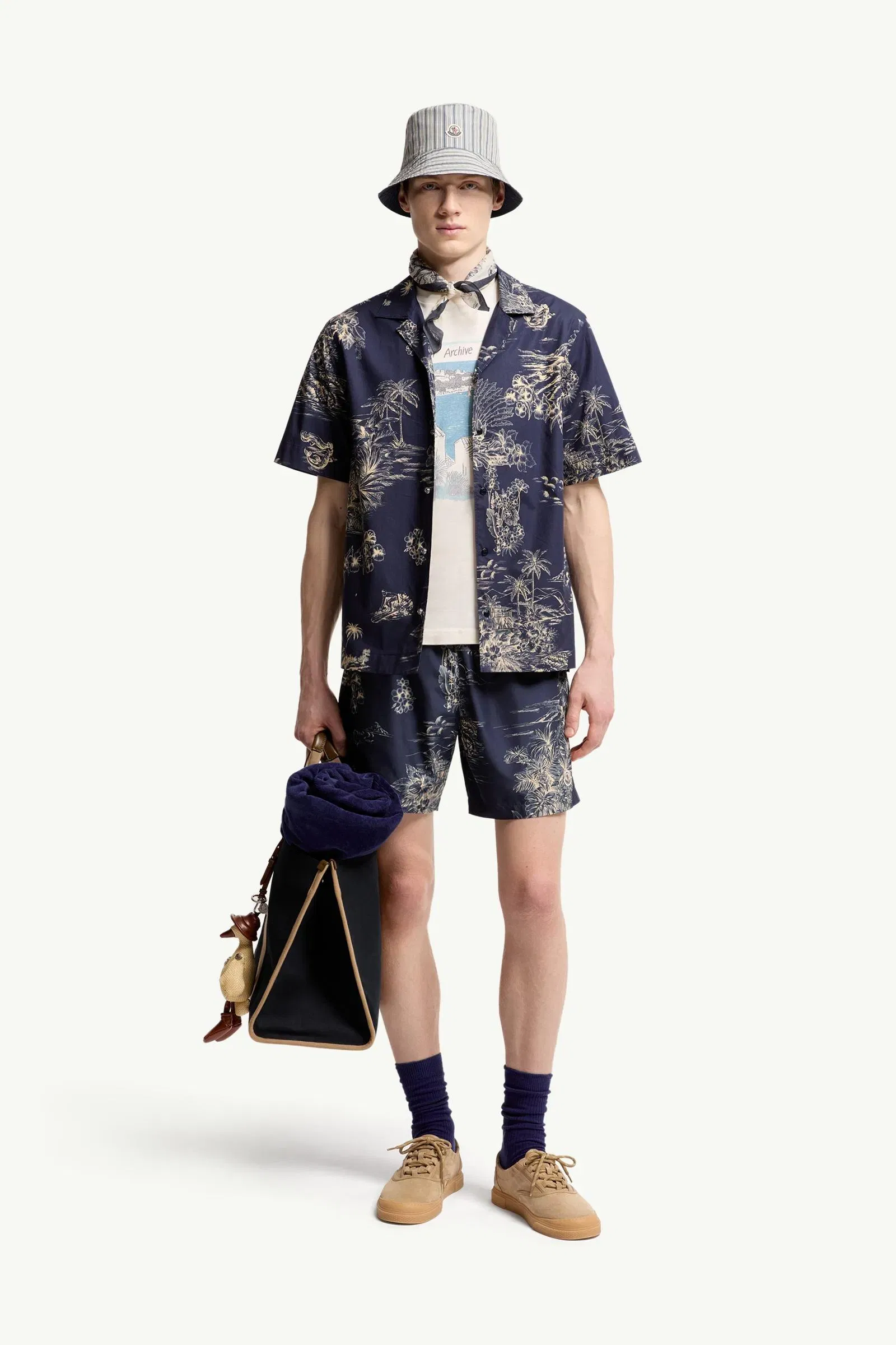 Moncler Floral Print Swim Shorts Navy Blue Navy Blue
