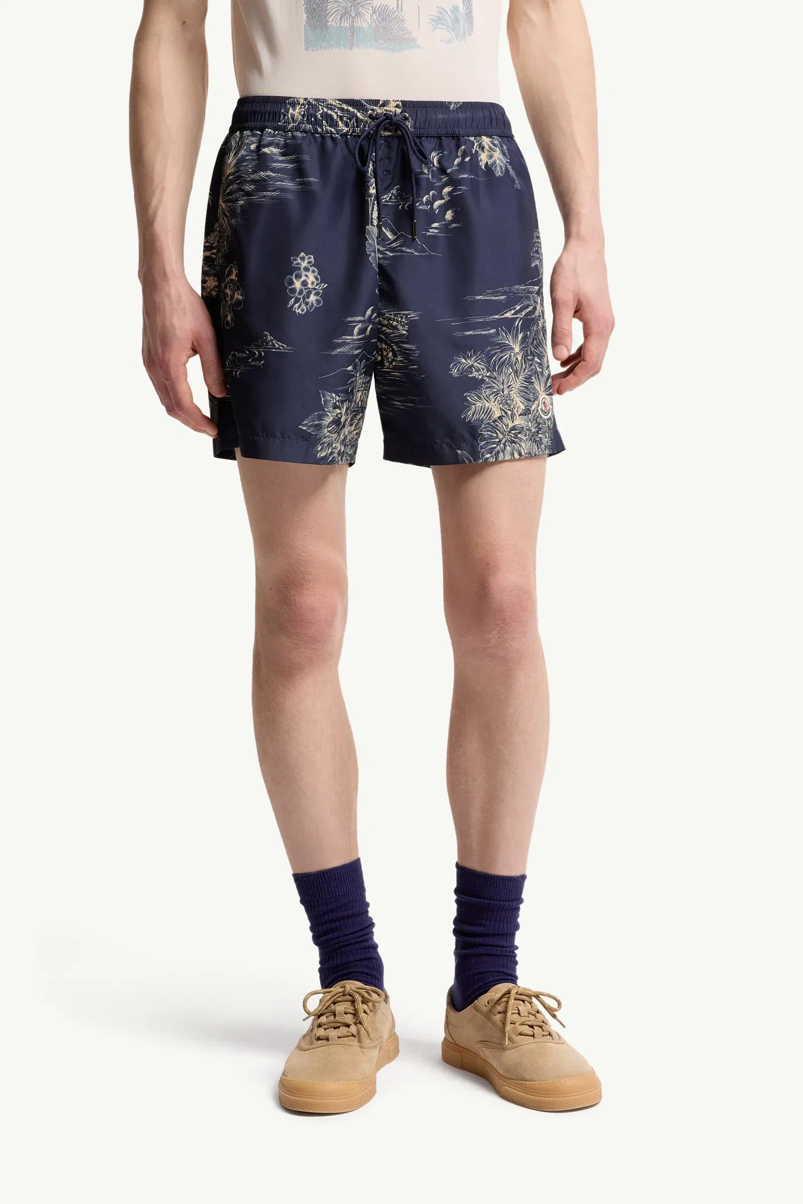 Moncler Floral Print Swim Shorts Navy Blue Navy Blue