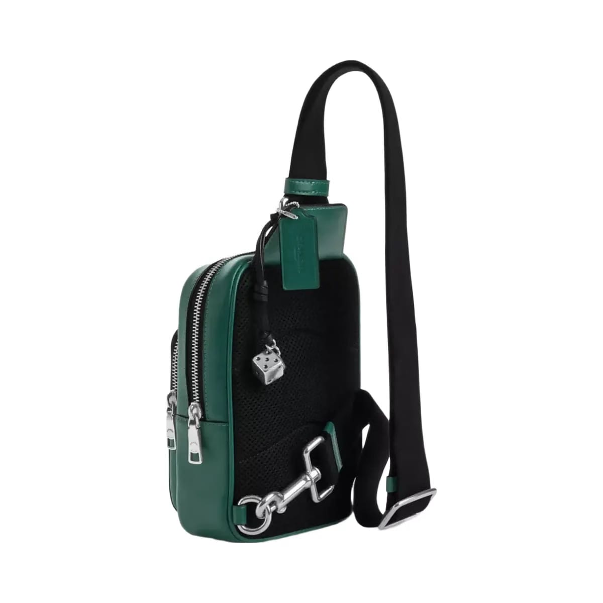 Coach Racer Sling Pack In Signature Canvas With Charms Silver Sea Green