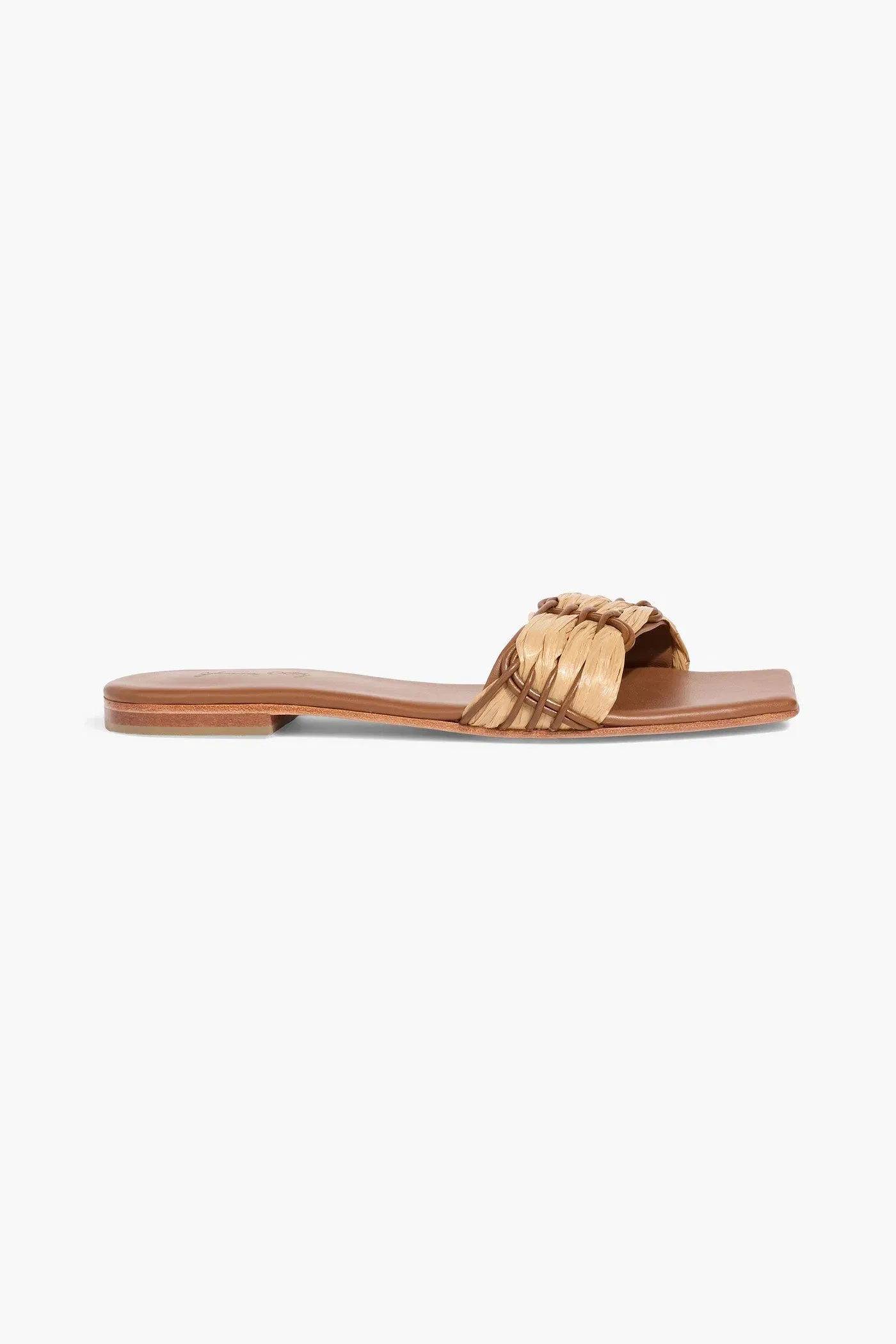 Johanna Ortiz Hidden Messages Leather And Faux Raffia Slides Light Brown Women's