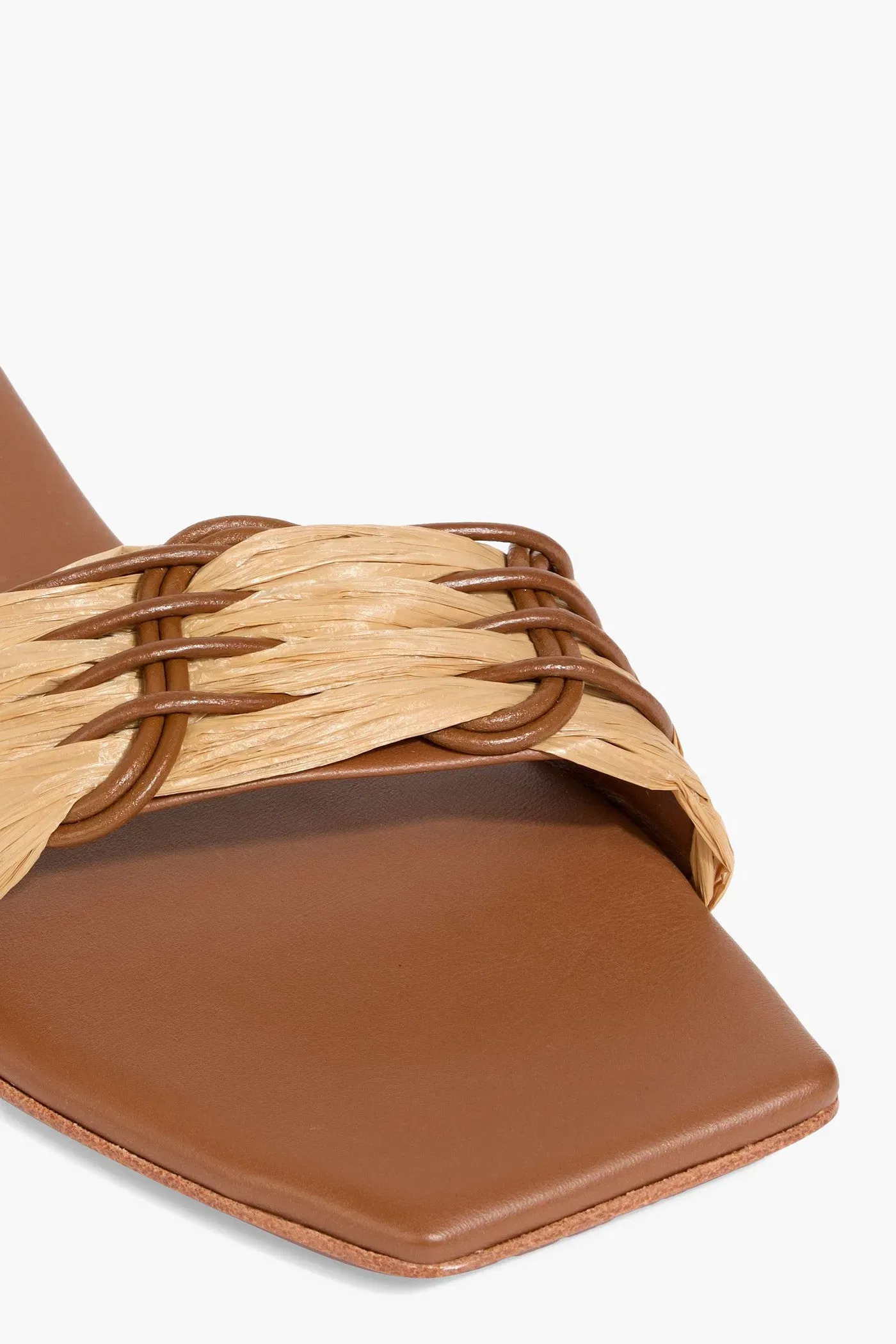 Johanna Ortiz Hidden Messages Leather And Faux Raffia Slides Light Brown Women's