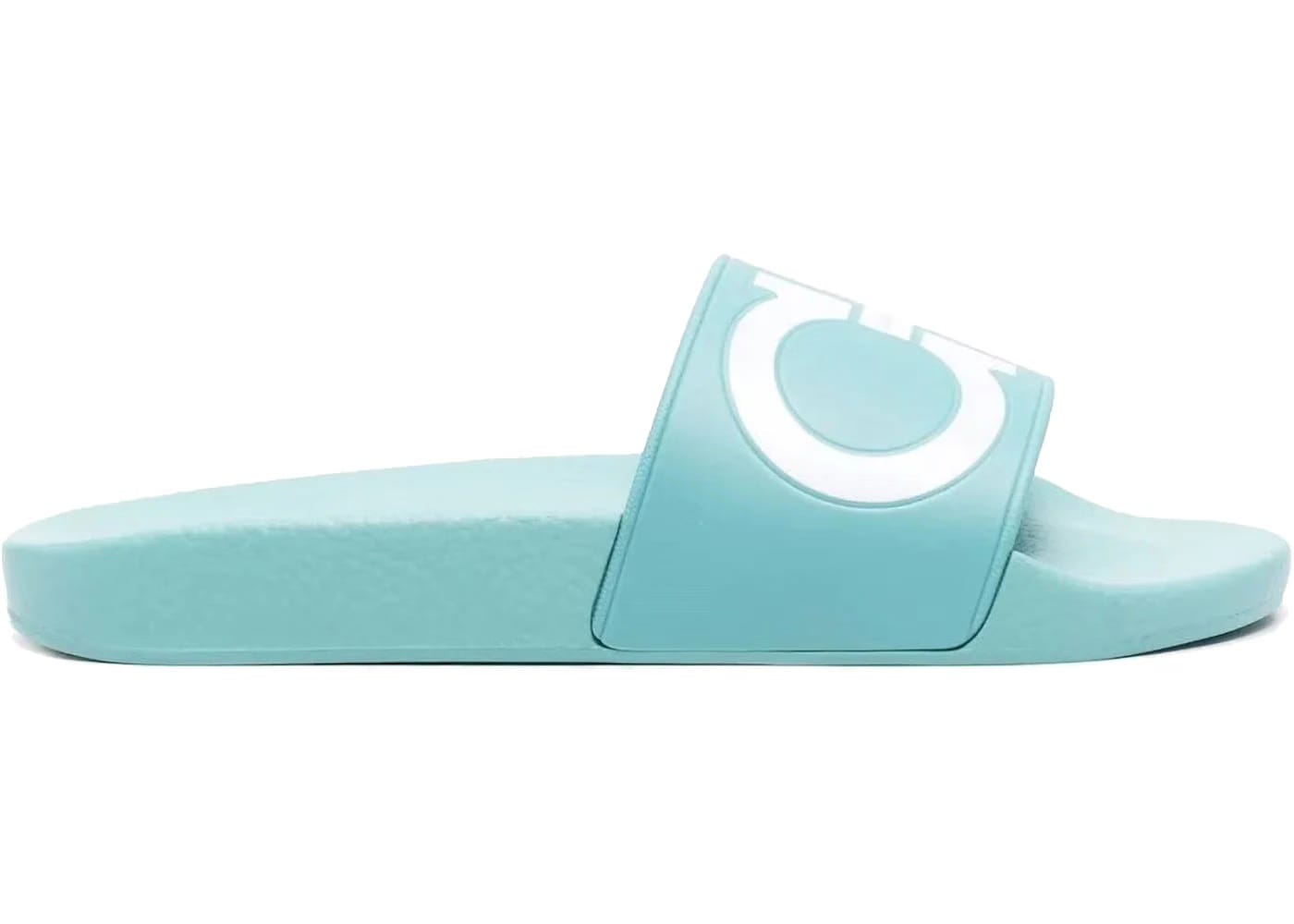 Ferragamo Gancini-Print Slides Blue Womens