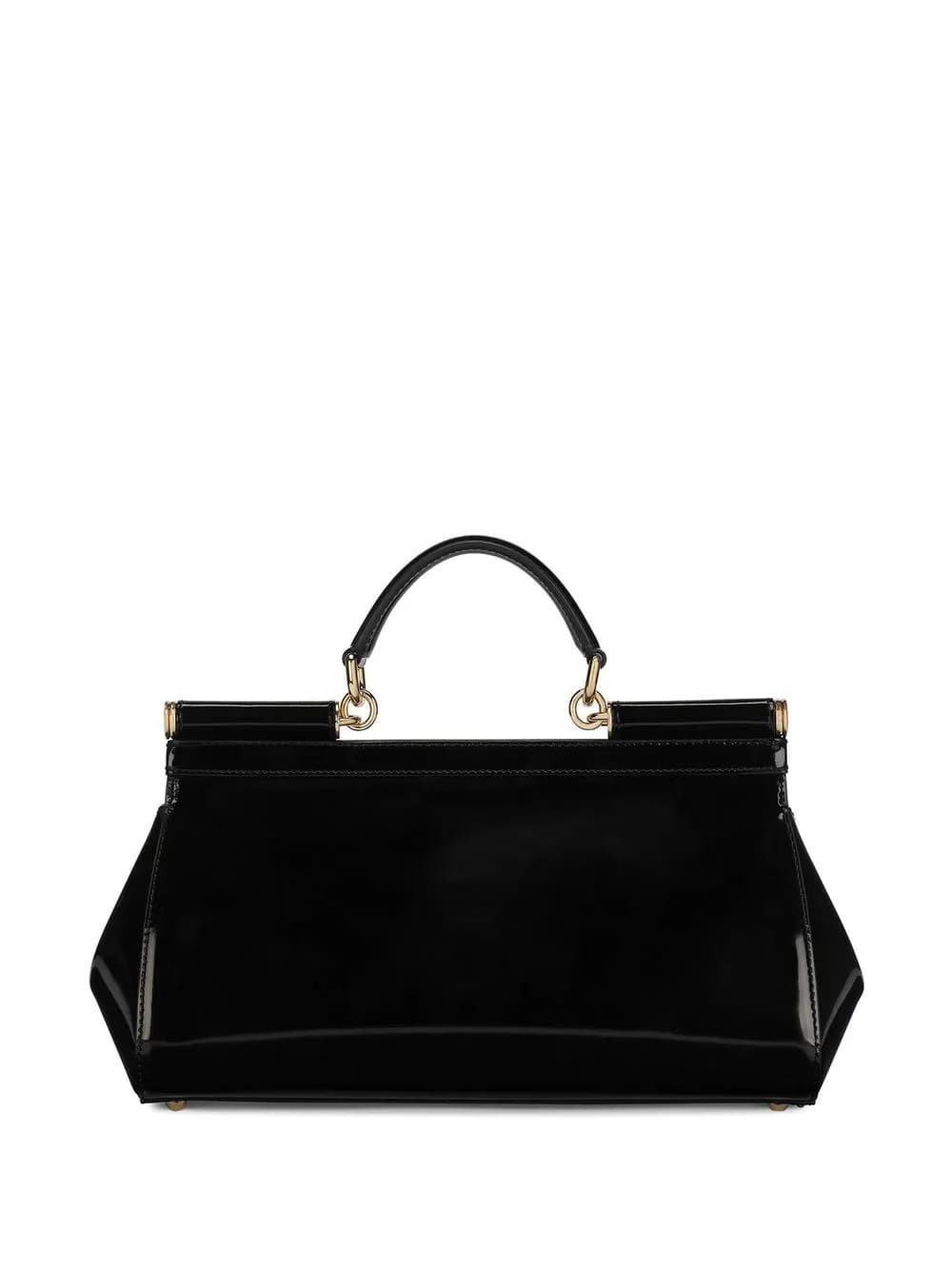 Elongated Sicily patent leather top-handle bag
