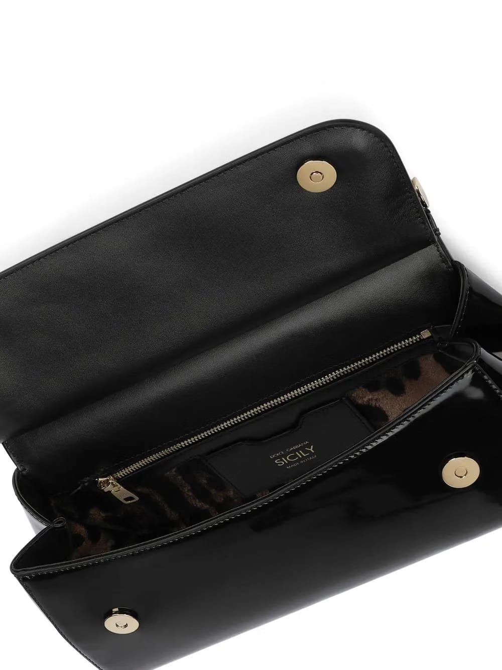 Elongated Sicily patent leather top-handle bag