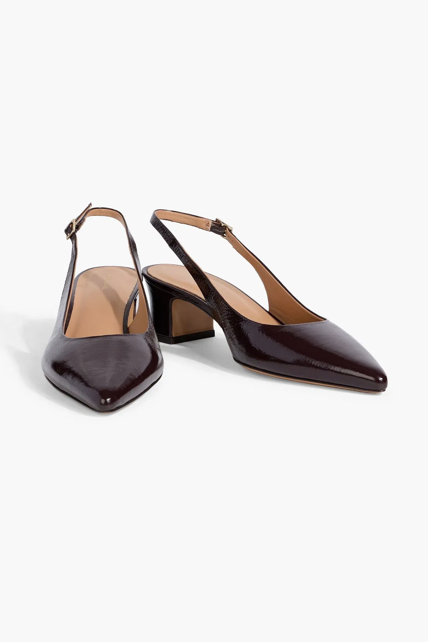 Mansur Gavriel Patent-Leather Slingback Pumps Merlot Women's