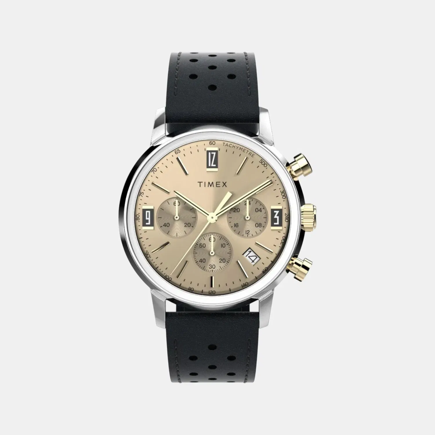 Timex Men Quartz Beige Dial Analog Leather Watch Tw2W10000Uj