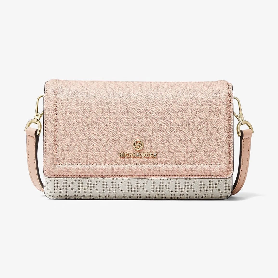 Michael Kors Jet Set Small Two-Tone Logo Smartphone Crossbody Bag Ballet Multi