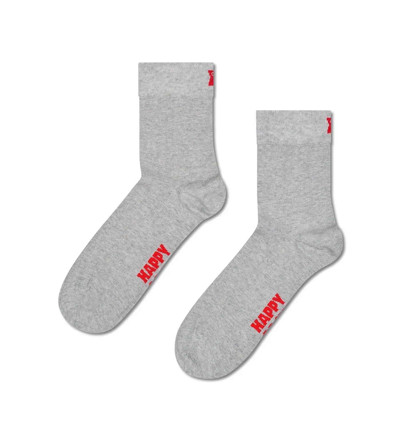 Happy Socks Unisex Grey Solid Color Crew Length Socks for Women and Men