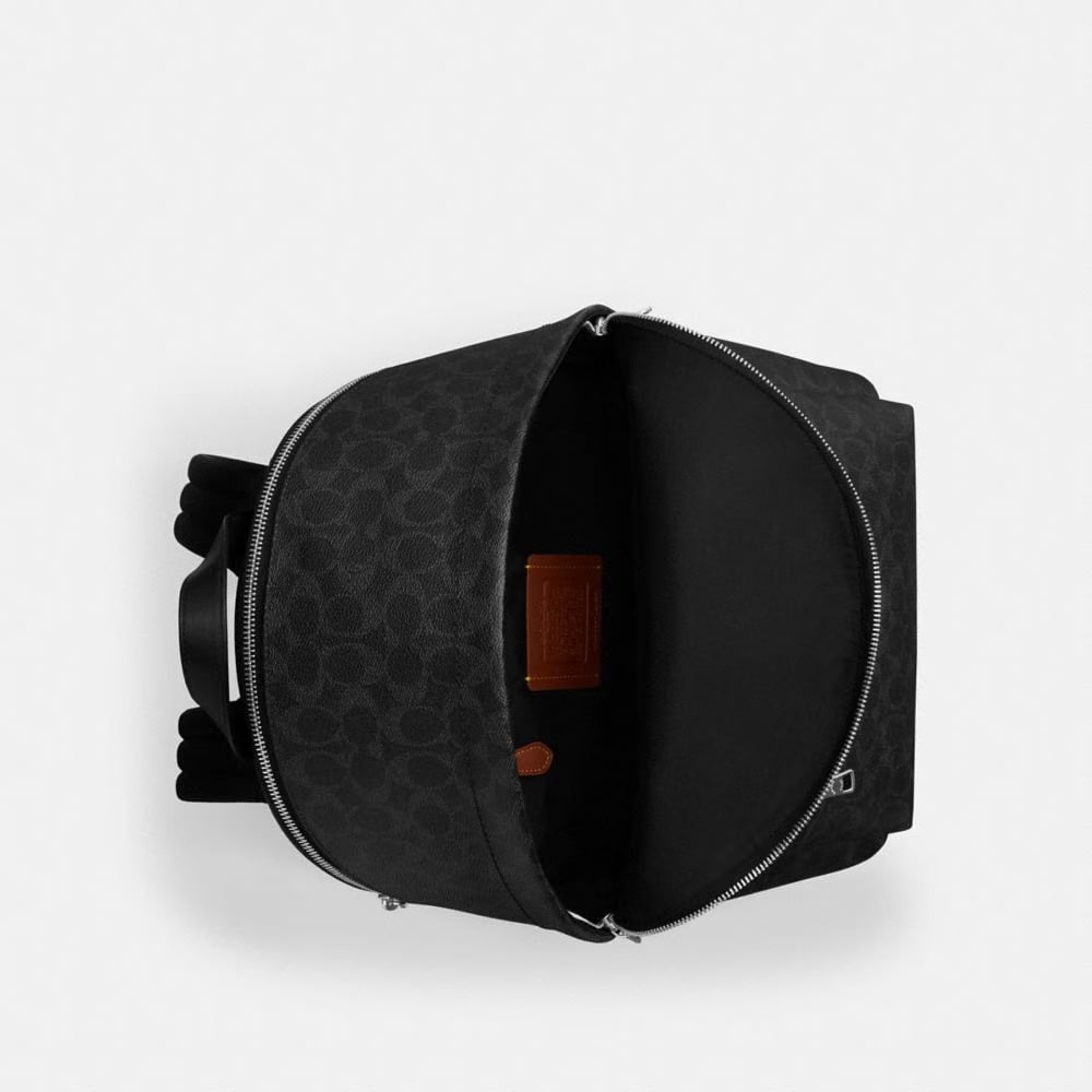 Coach Taylor Backpack In Signature Canvas Silver Black Signature