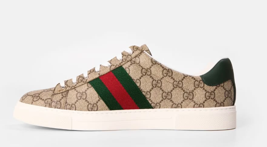 GUCCI Men's Web Canvas Ace Trainers 'Beige Ebony GG'