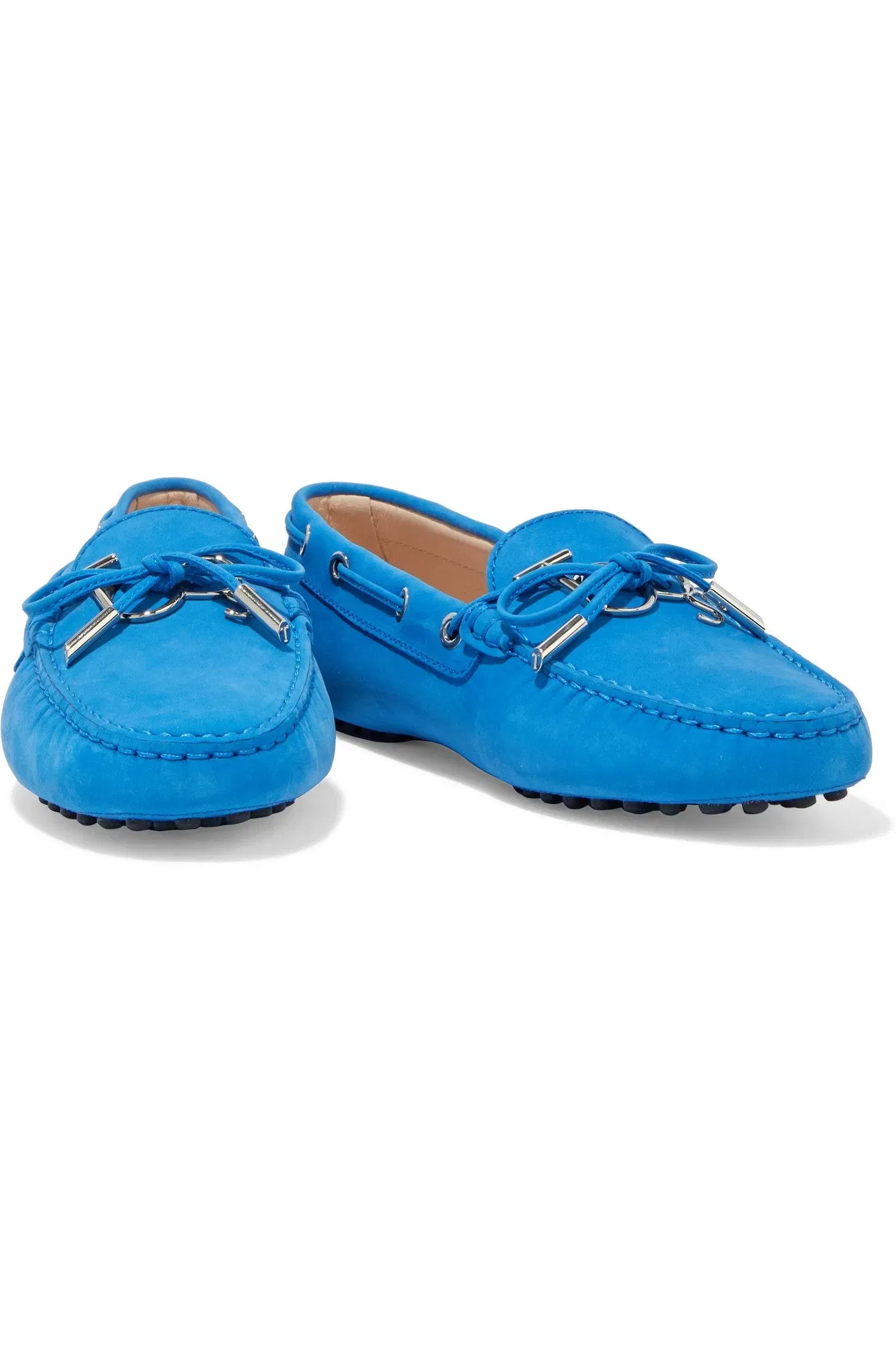 Tod's Heaven Laccetto Logo-Embellished Nubuck Loafers Blue Women's