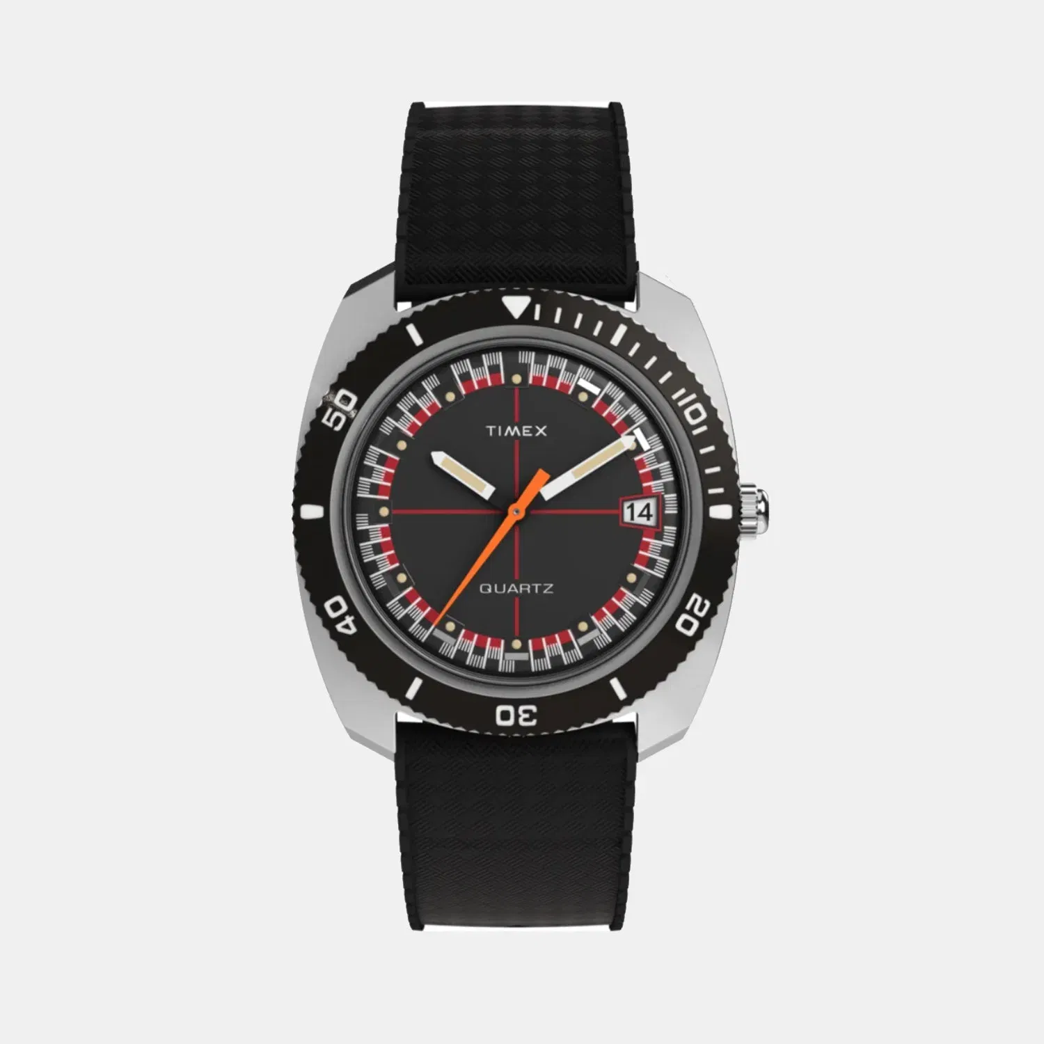Timex Q Timex Men Quartz Black Dial Analog Rubber Watch Tw2W22400U9