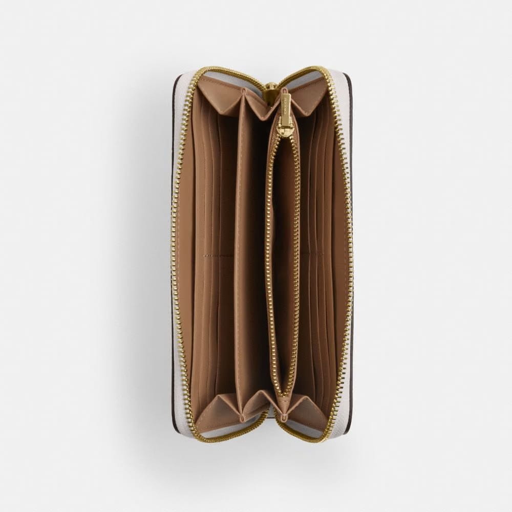 Coach Long Zip Around Wallet In Signature Canvas Gold White Chalk