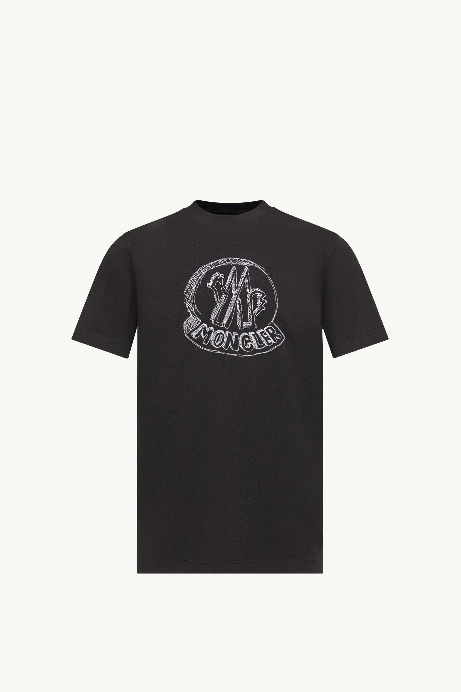 Moncler Sketch Embroidered Logo Cotton T-Shirt Black Black