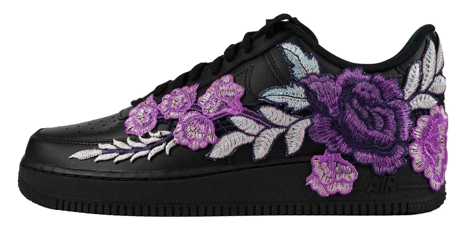 Embroided Lightning Purple Rose Black Af1