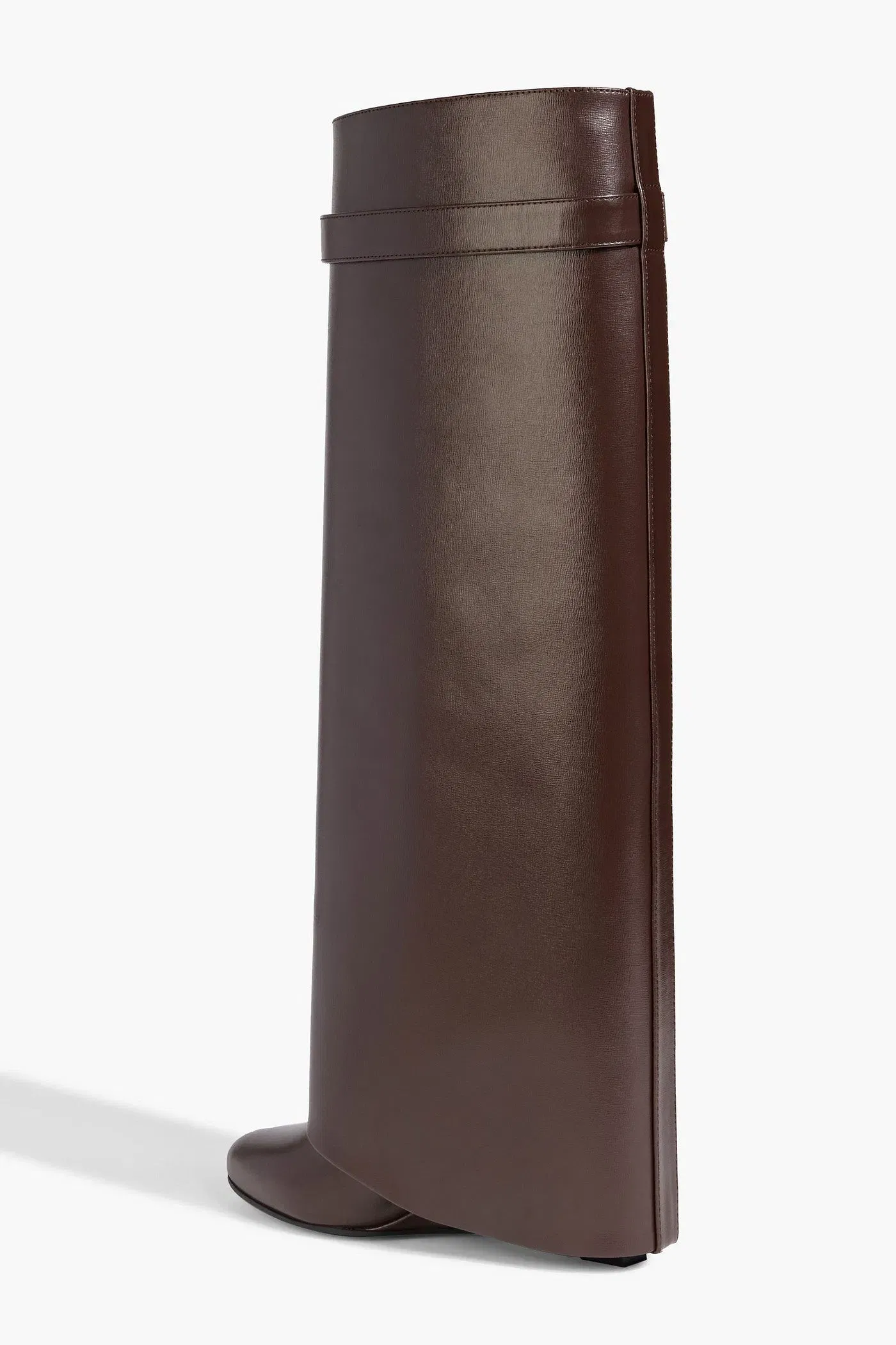 Givenchy Shark Lock Leather Knee Boots Brown Women's