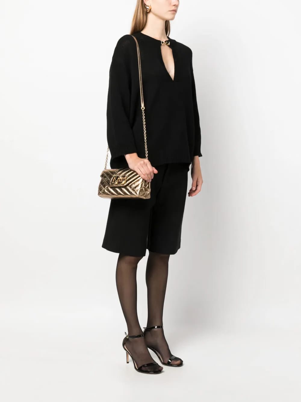 logo-plaque quilted leather shoulder bag