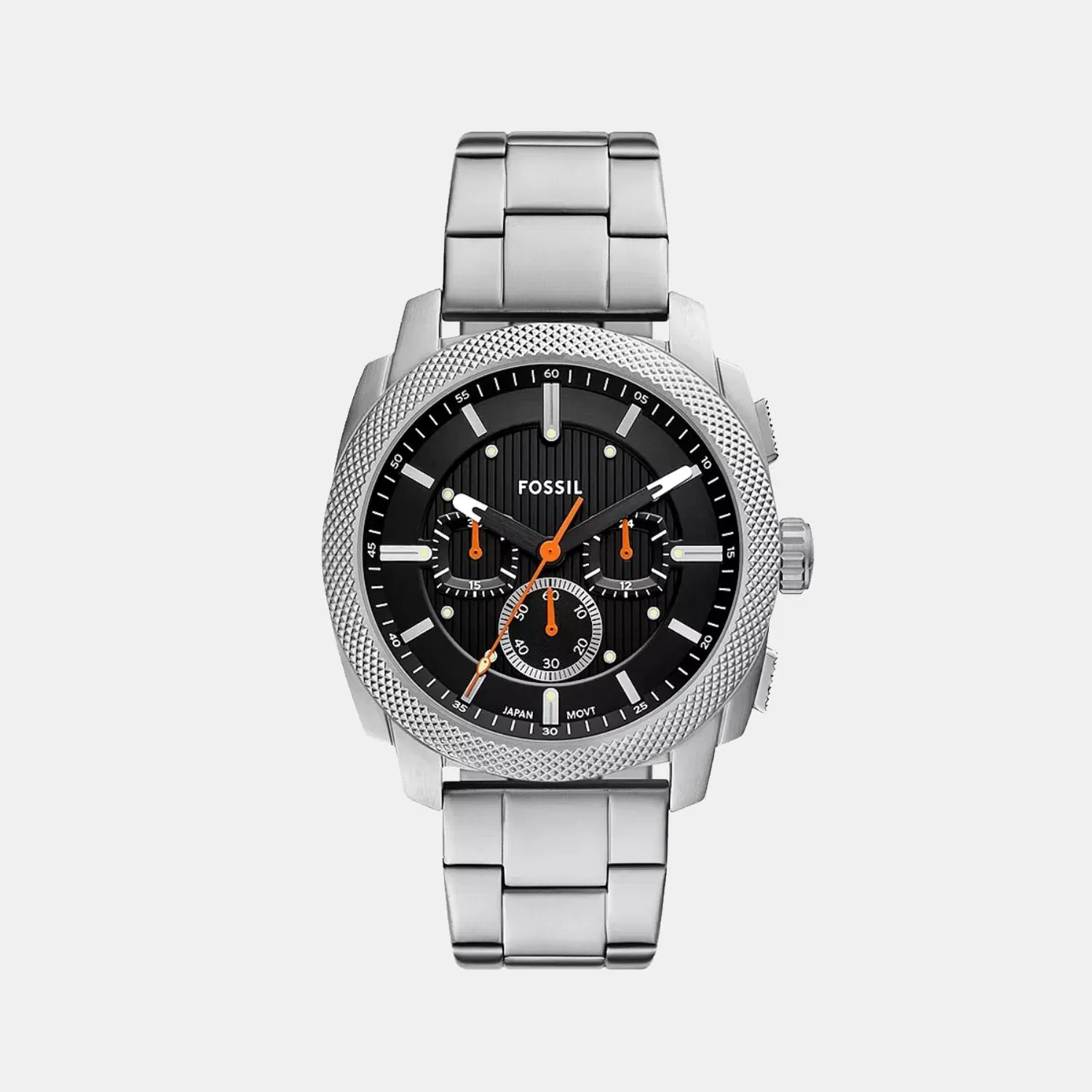 Fossil Machine Men Quartz Black Dial Chronograph Stainless Steel Watch Fs6095