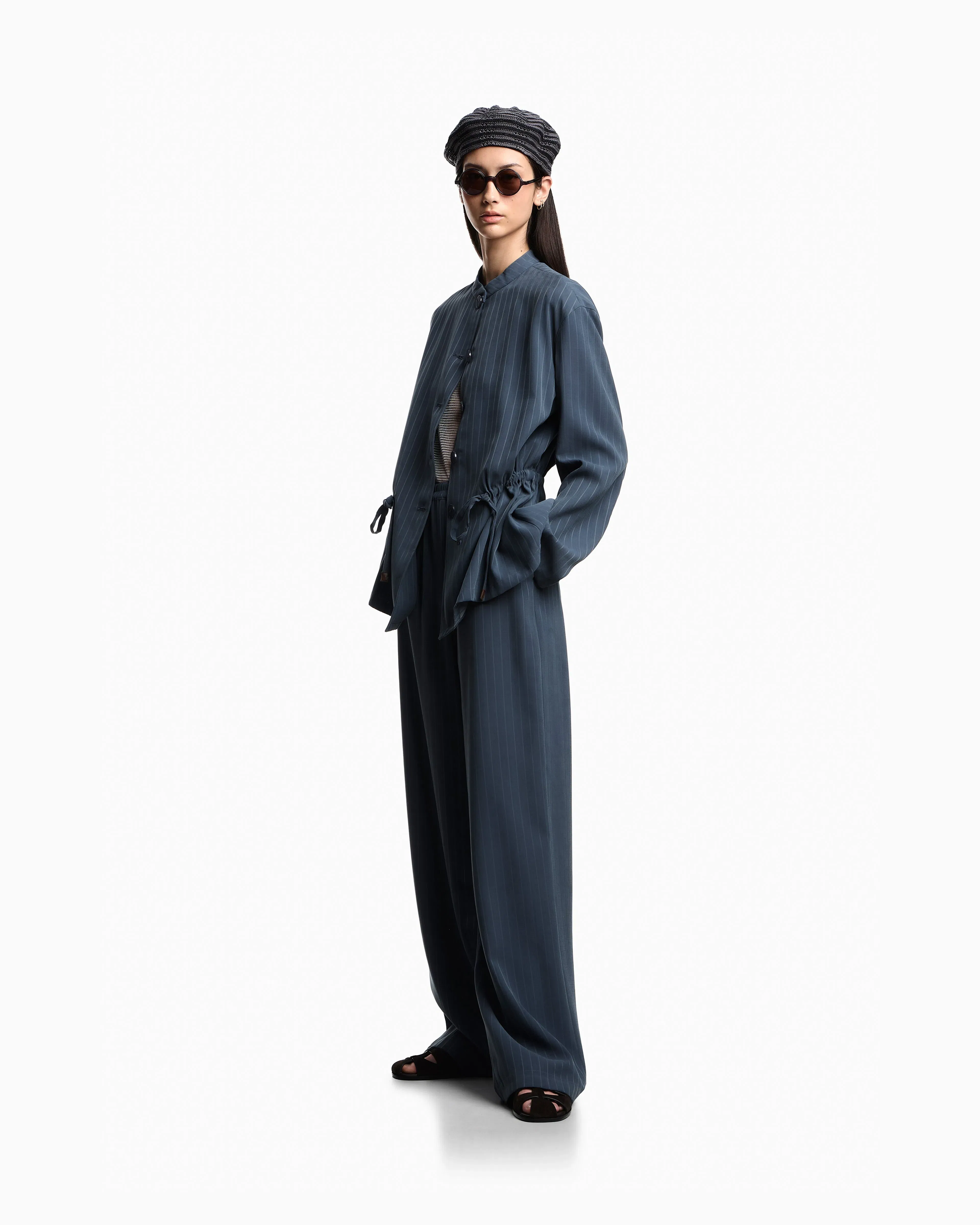 Emporio Armani Pinstriped flowing fabric trousers