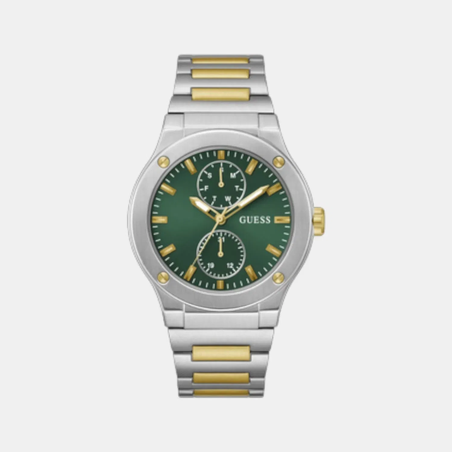 Guess Gd Jet Men Quartz Green Dial Analog Stainless Steel Gw0795G1