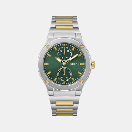 Guess Gd Jet Men Quartz Green Dial Analog Stainless Steel Gw0795G1