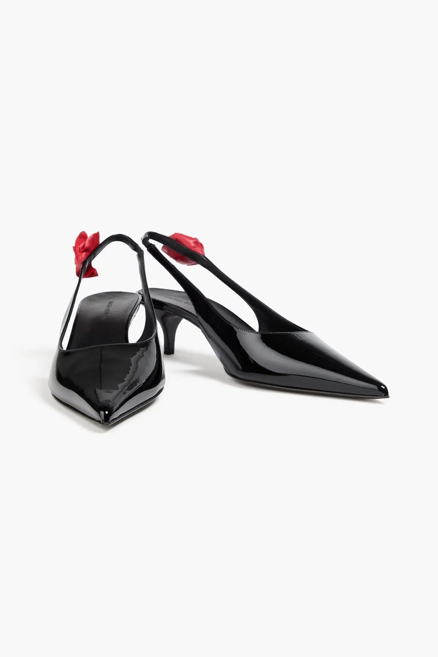Magda Butrym Floral-Appliqud Patent-Leather Slingback Pumps Black Women's