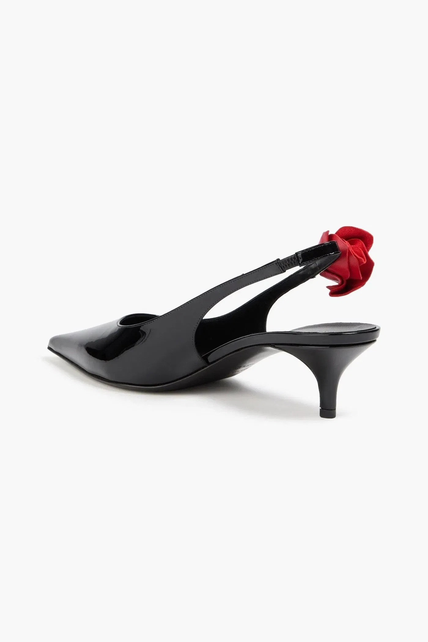 Magda Butrym Floral-Appliqud Patent-Leather Slingback Pumps Black Women's
