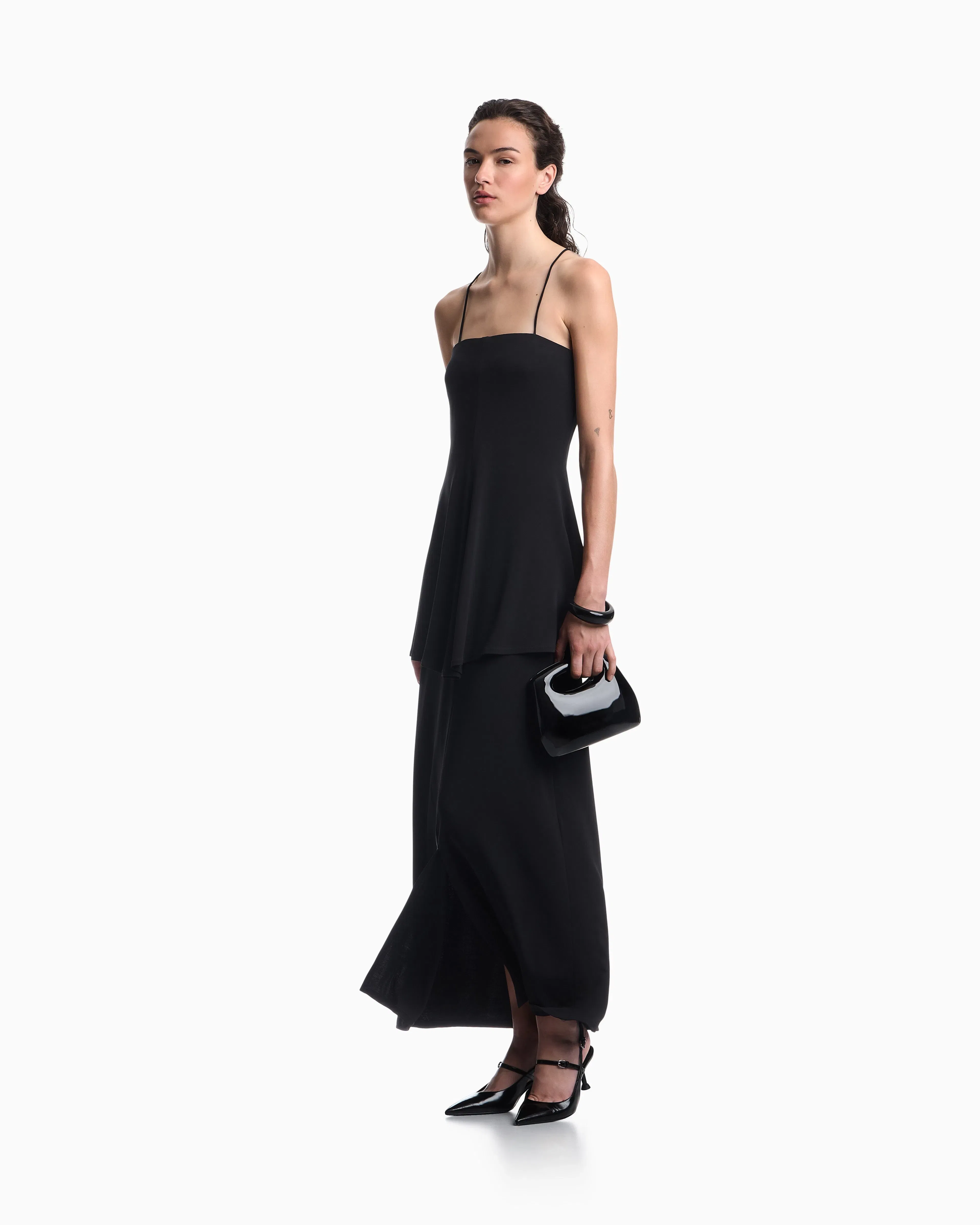 Emporio Armani Two-piece effect crêpe dress in stretch viscose