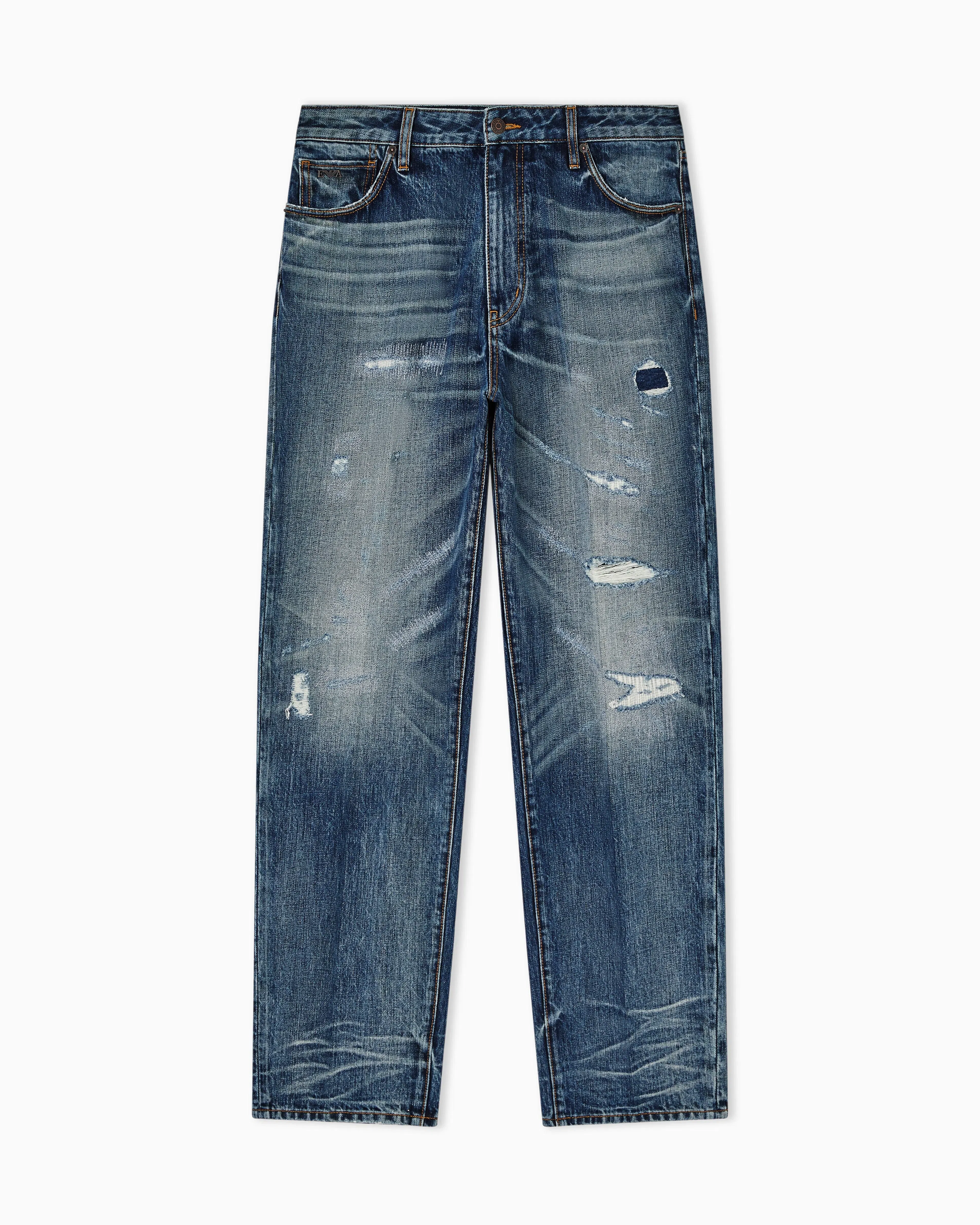 Emporio Armani J22 regular-fit, stone-washed denim jeans with rips