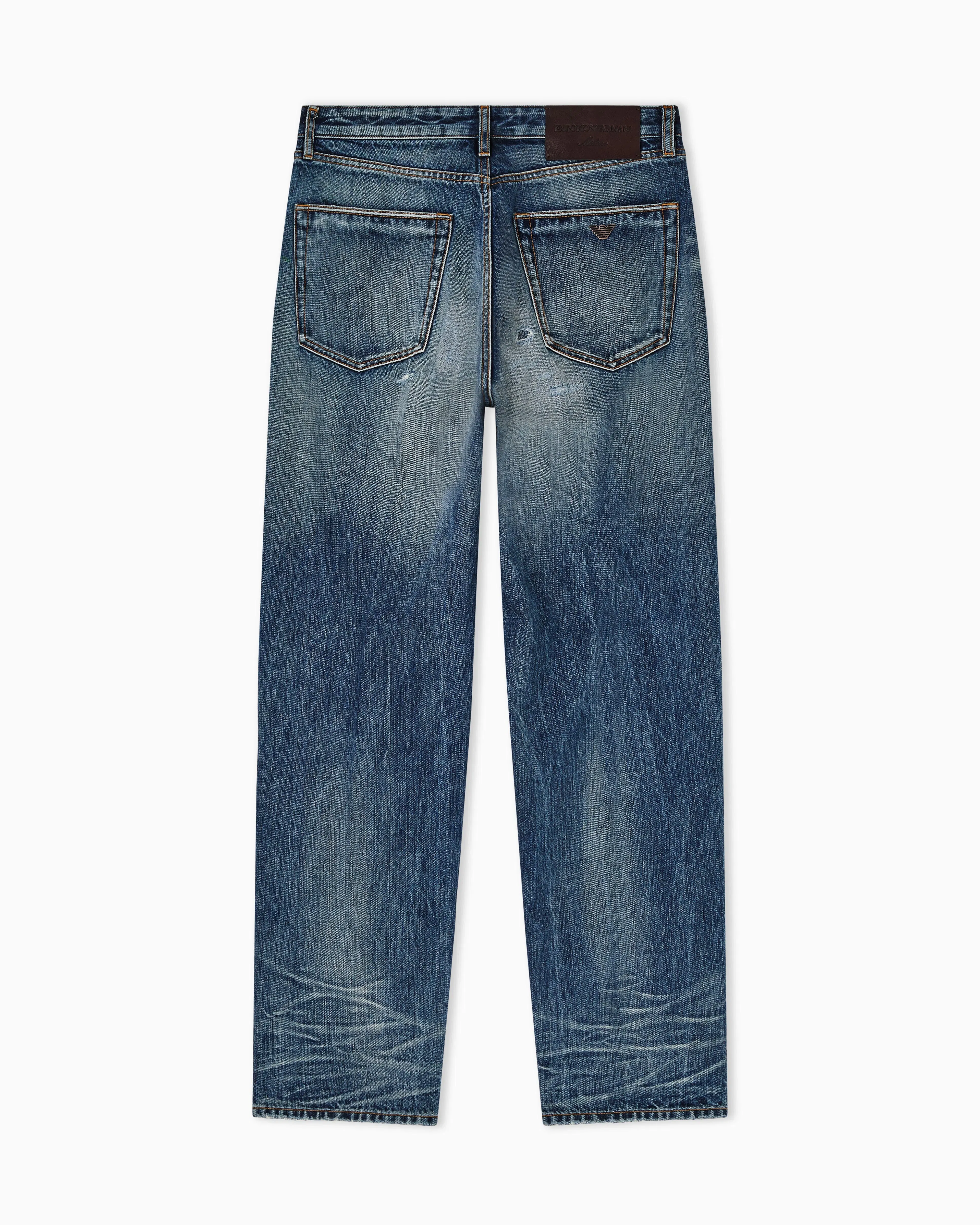 Emporio Armani J22 regular-fit, stone-washed denim jeans with rips