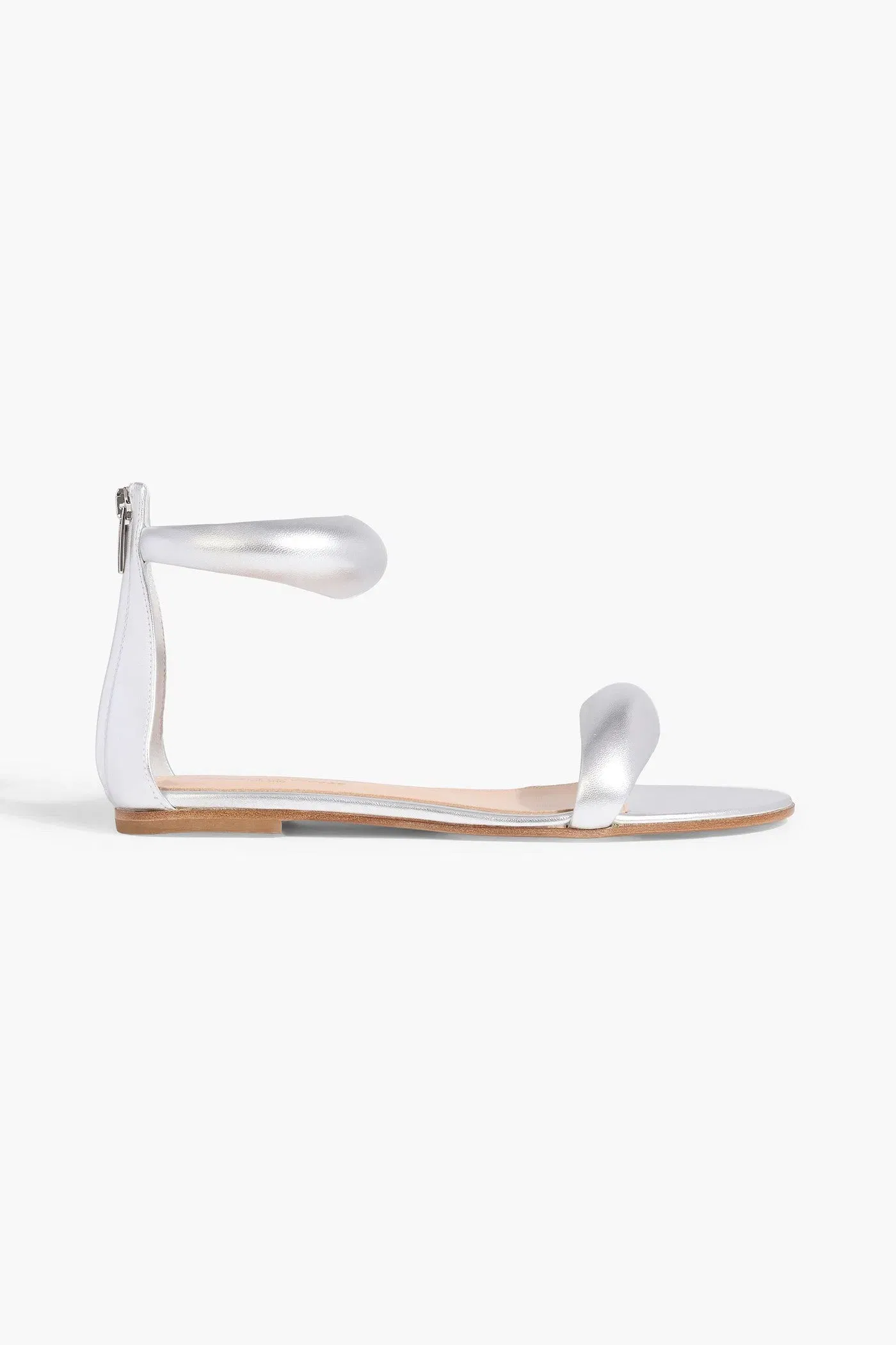 Gianvito Rossi Bijoux 05 Padded Metallic Leather Sandals Silver Women's