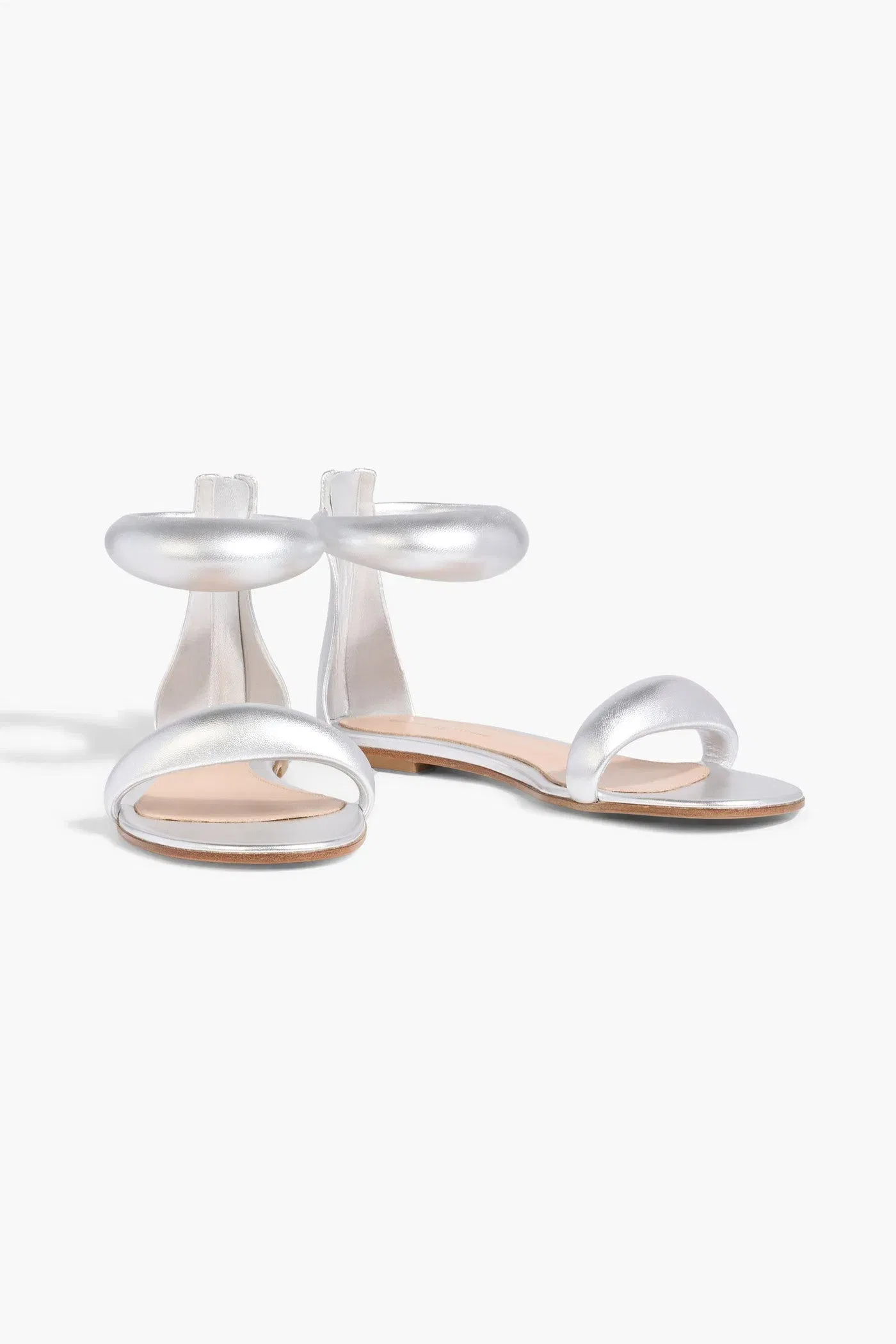 Gianvito Rossi Bijoux 05 Padded Metallic Leather Sandals Silver Women's