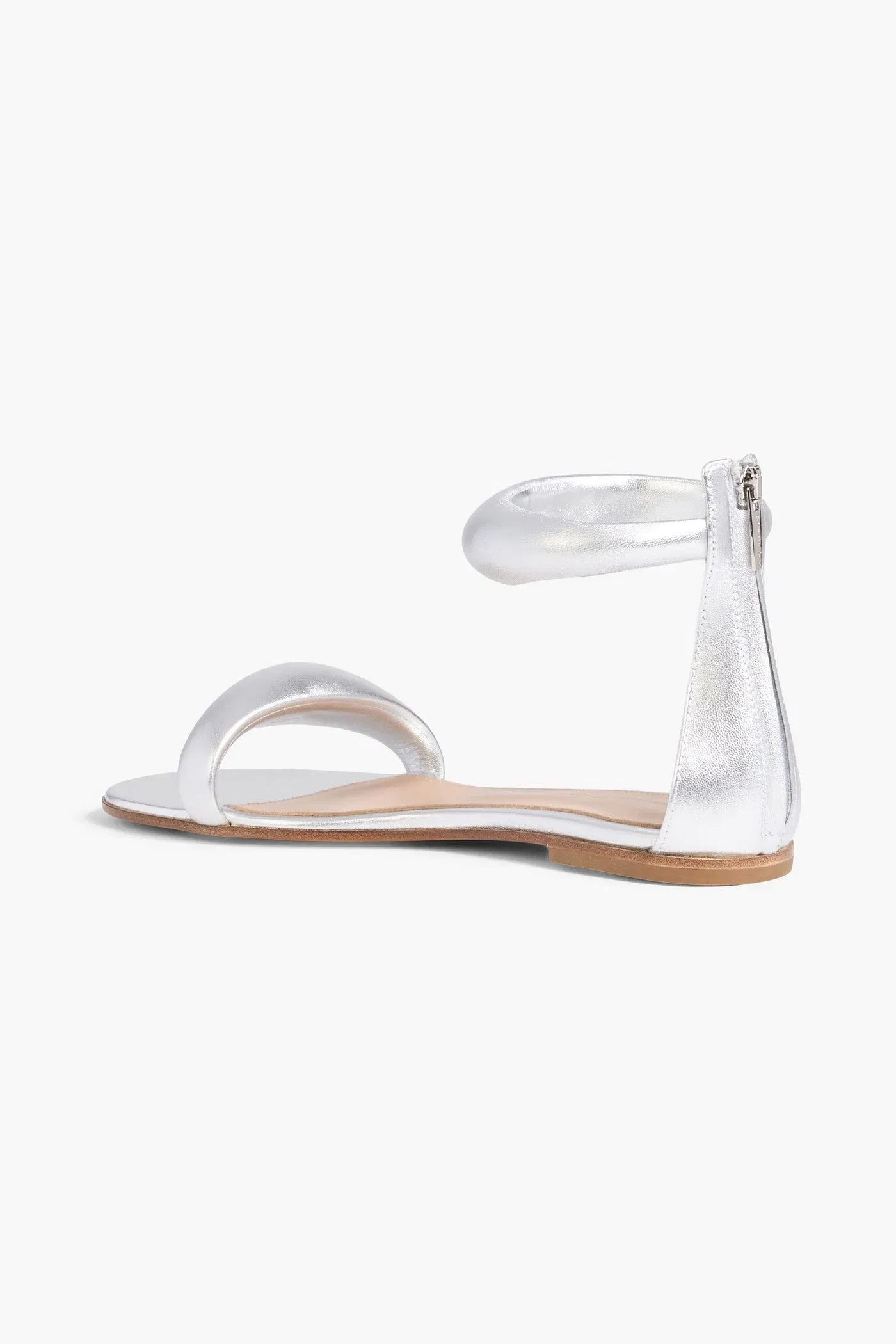 Gianvito Rossi Bijoux 05 Padded Metallic Leather Sandals Silver Women's