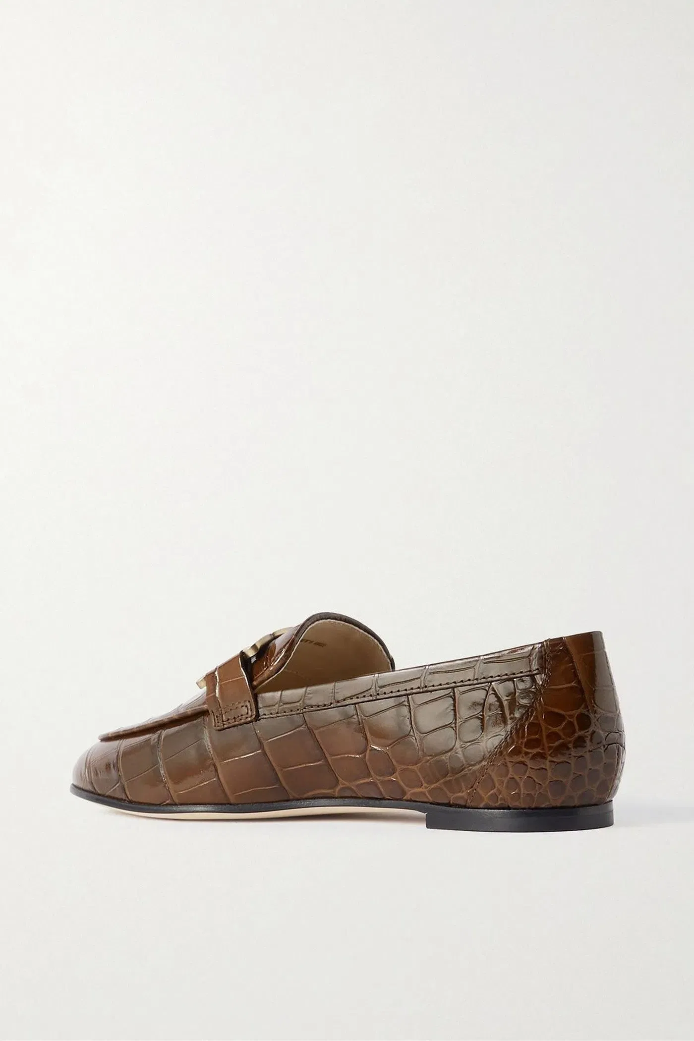Tod's Kate Embellished Croc-Effect Leather Loafers Brown Women's