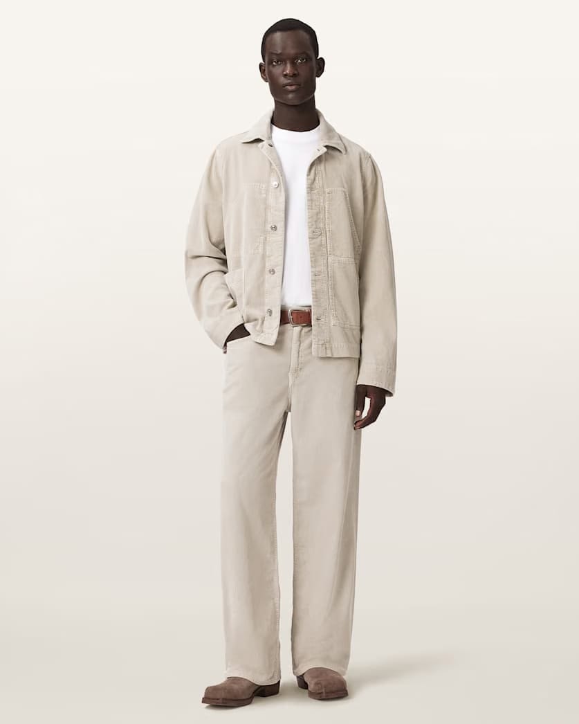 AllSaints Mukesh Relaxed Fit Cord Shacket Stone Brown