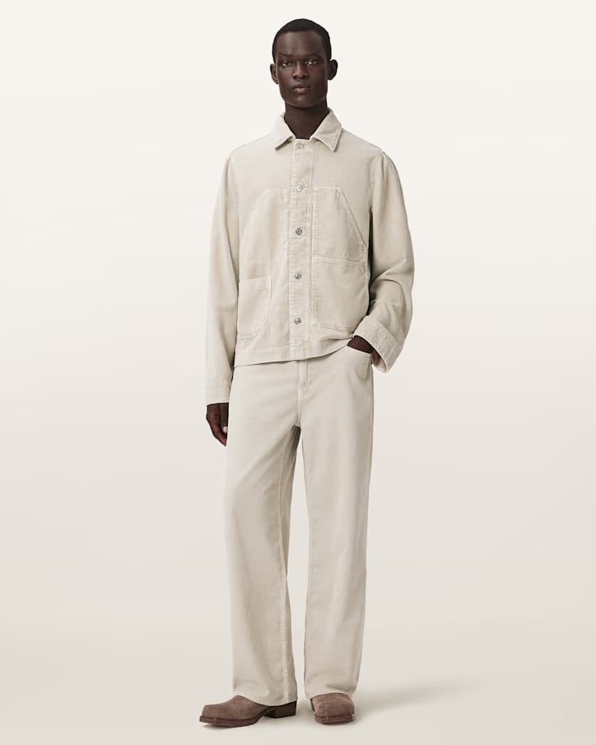 AllSaints Mukesh Relaxed Fit Cord Shacket Stone Brown