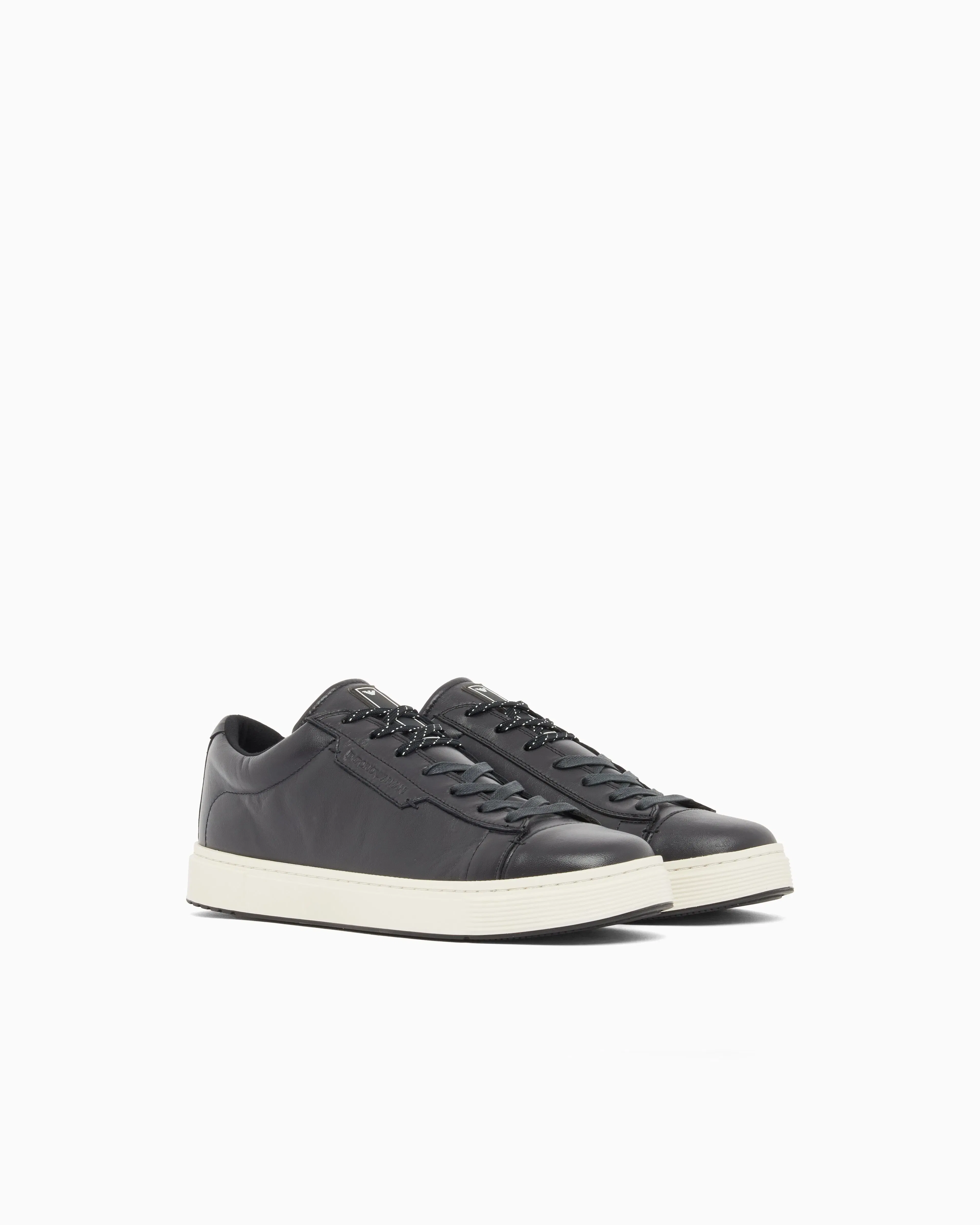 Emporio Armani Travel Essentials Leather Sneakers Navy Blue