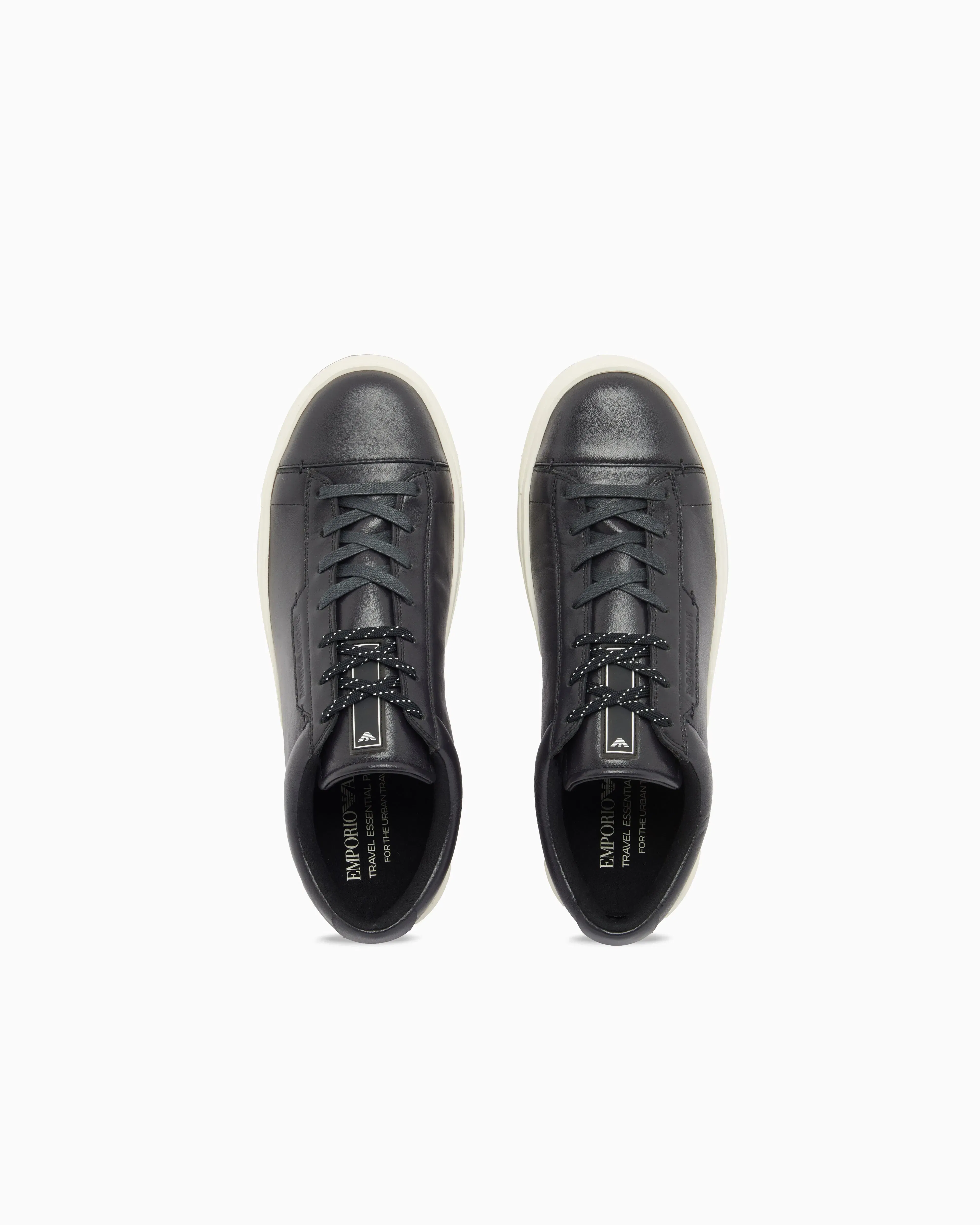Emporio Armani Travel Essentials Leather Sneakers Navy Blue