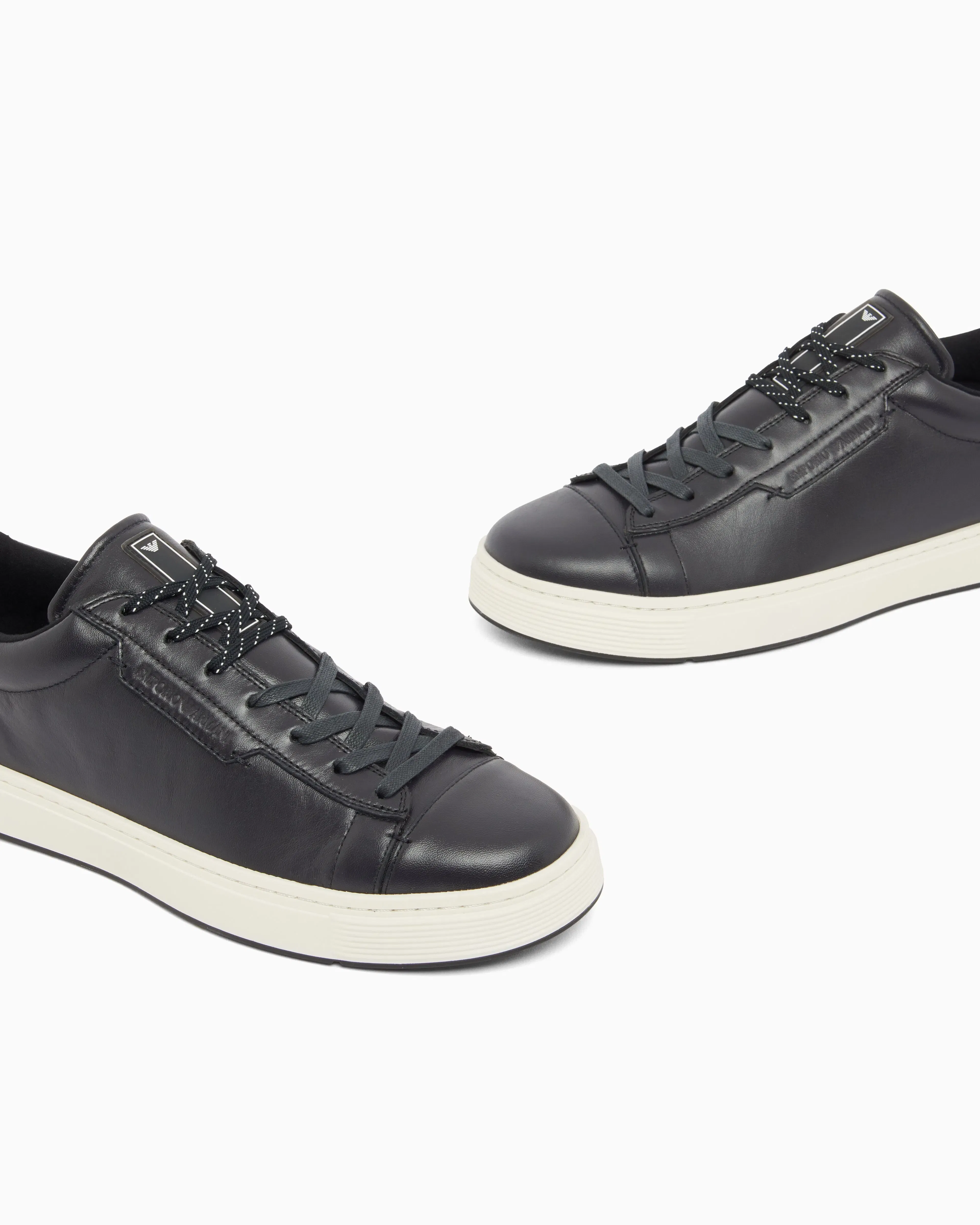 Emporio Armani Travel Essentials Leather Sneakers Navy Blue
