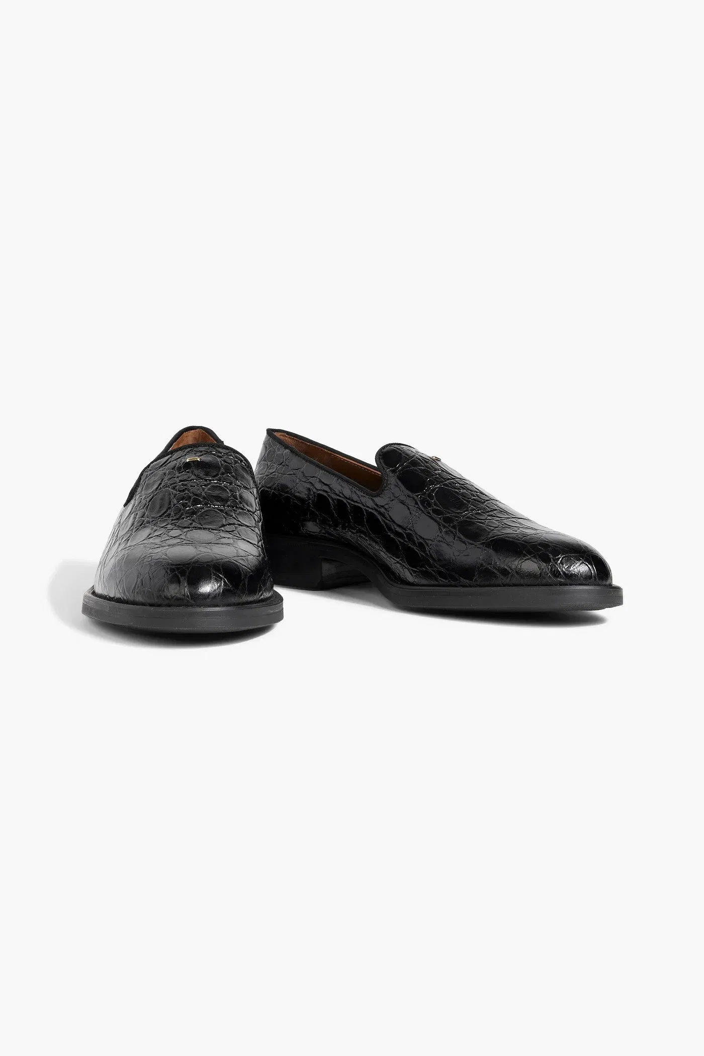Giuseppe Zanotti Dories Croc-Effect Leather Loafers Black Women's